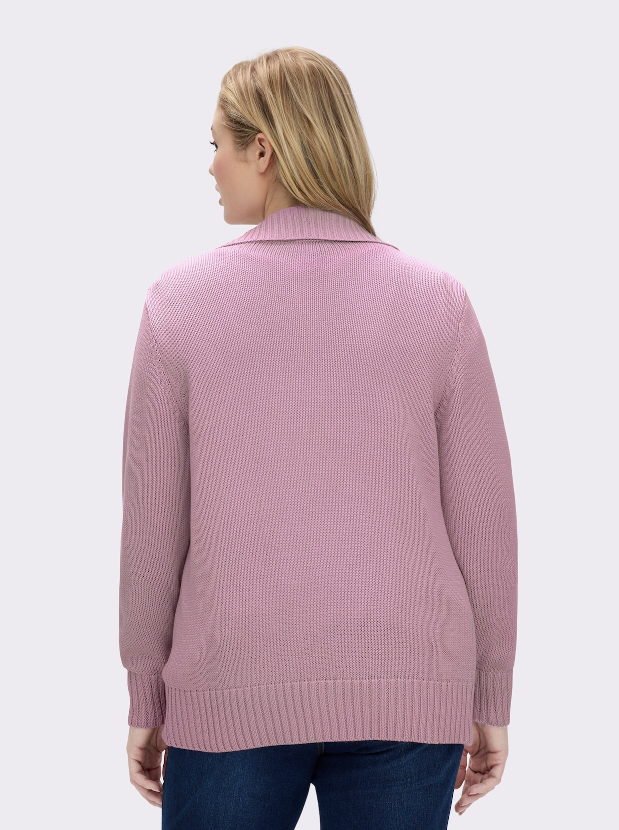 Strickjacke mit 2-Wege-Reißverschluss - altrosé