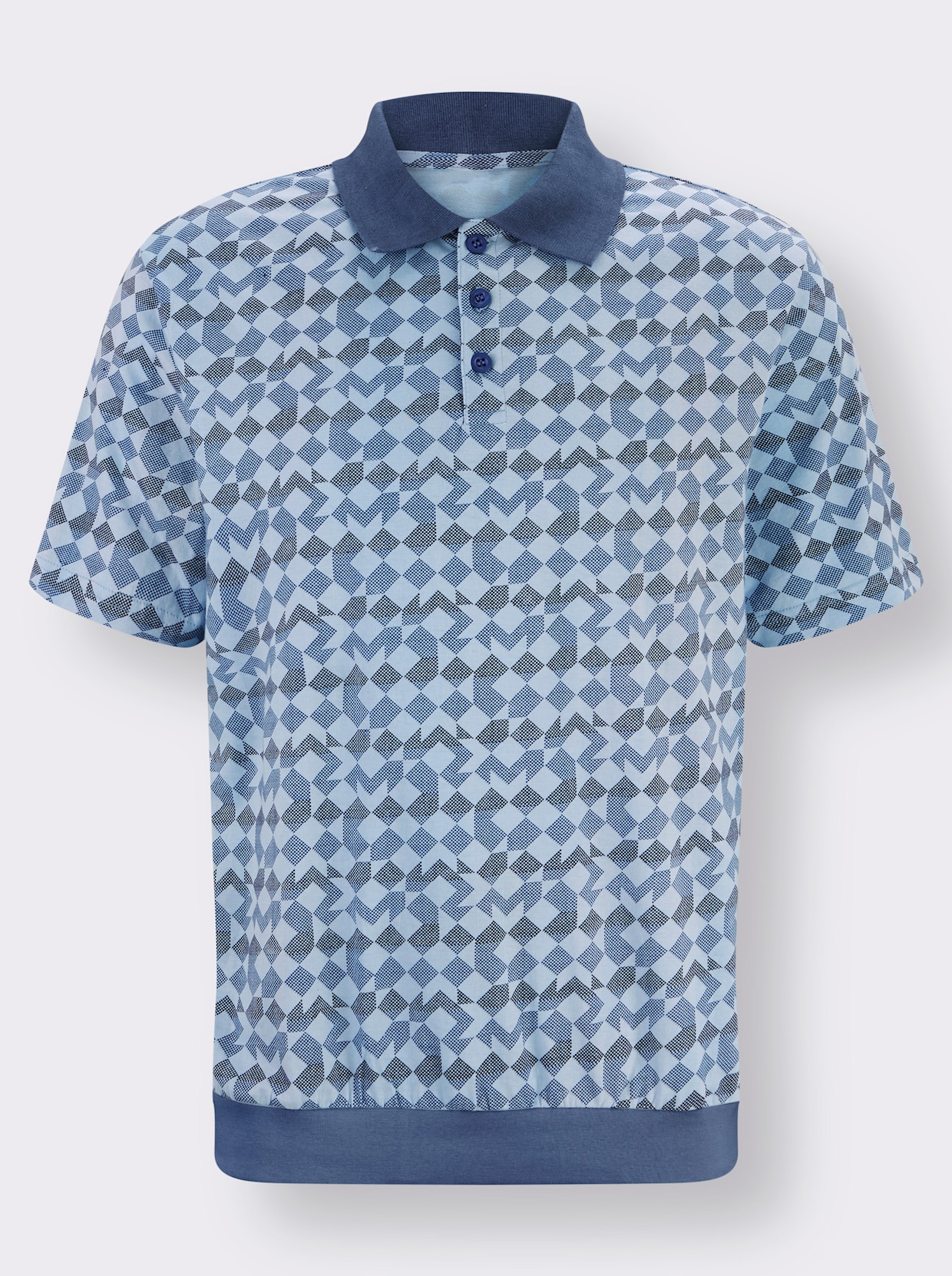 Poloshirt - jeansblauw geprint