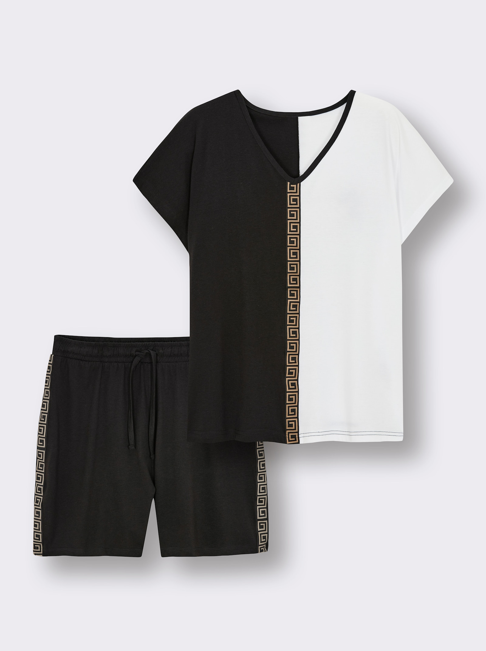 wäschepur Shorty im Colourblocking-Dessin - ecru-schwarz