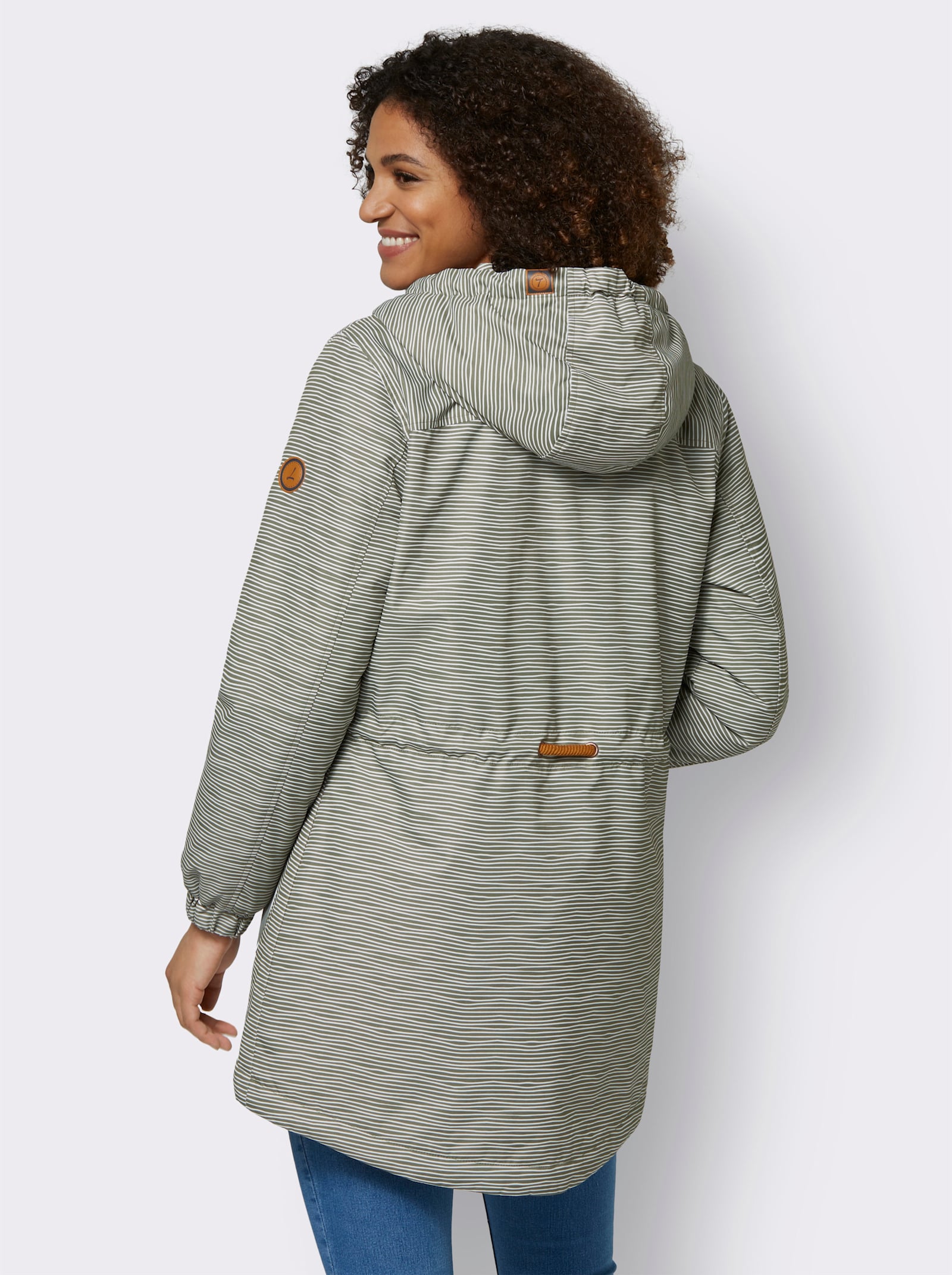 Jacke wind- und wasserabweisend - khaki-weiss-geringelt
