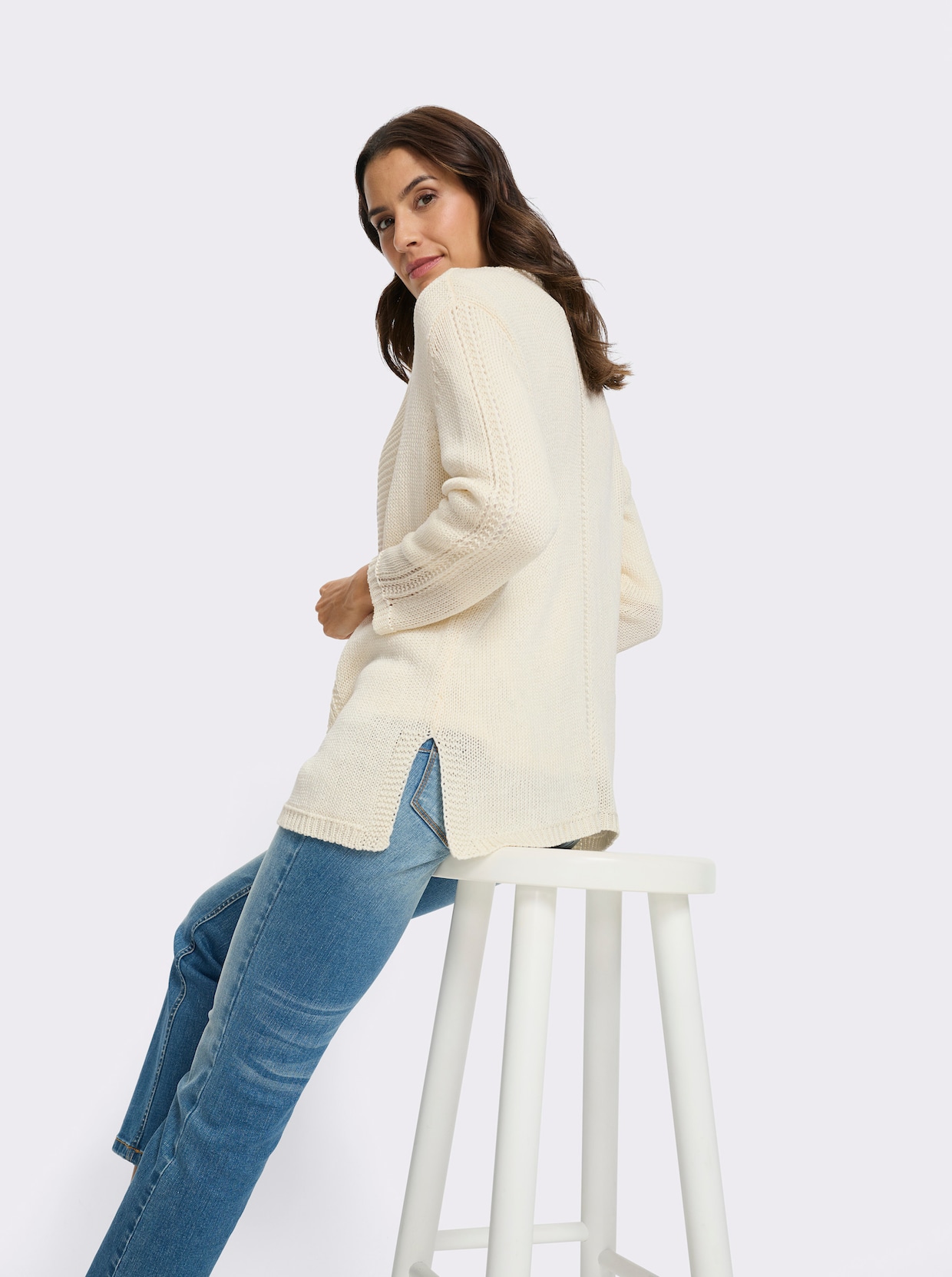 Strickjacke in pflegeleichtem Bändchengarn - champagner