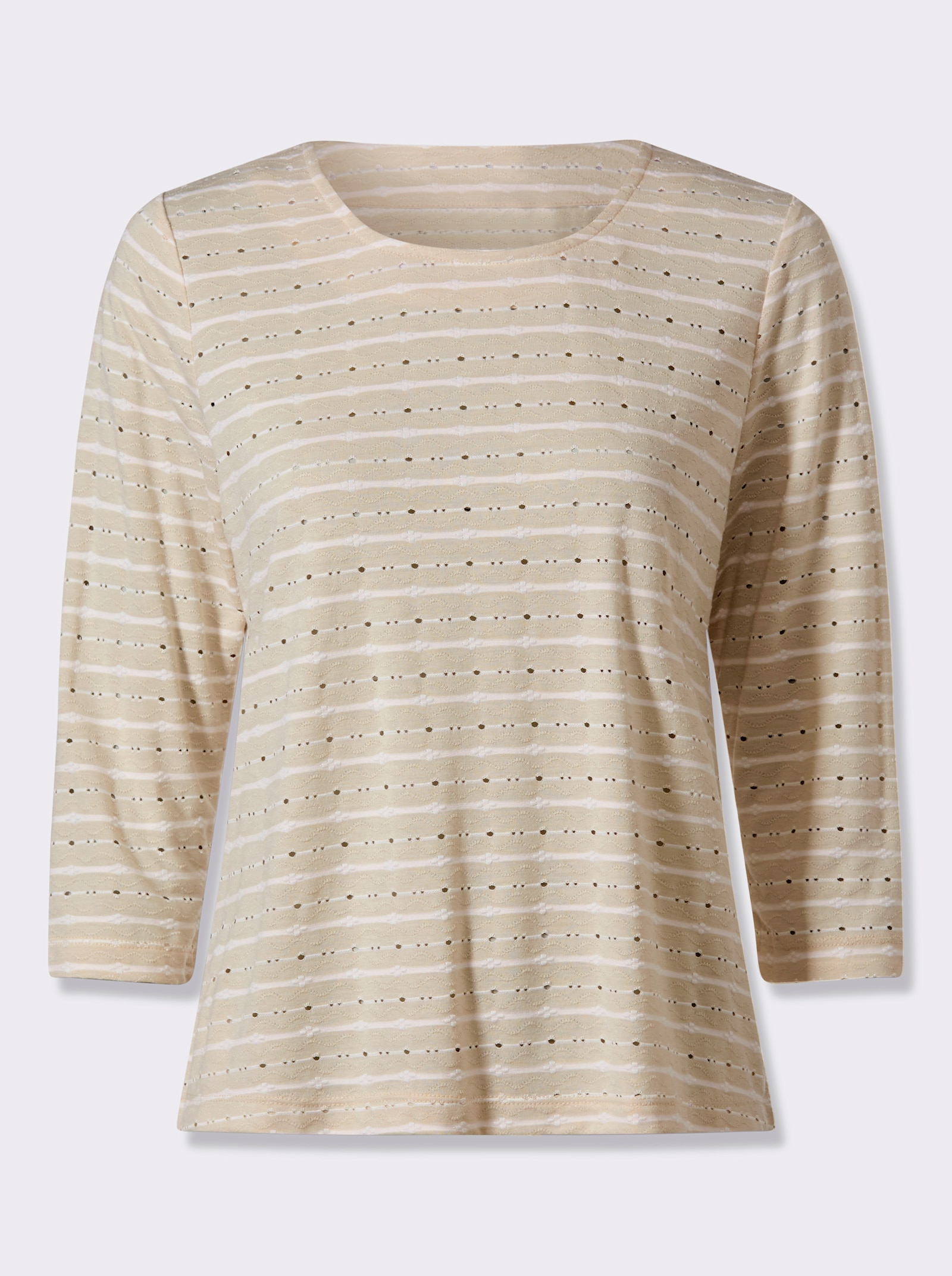 3/4-Arm-Shirt , zweifarbig - ecru-sand-gemustert
