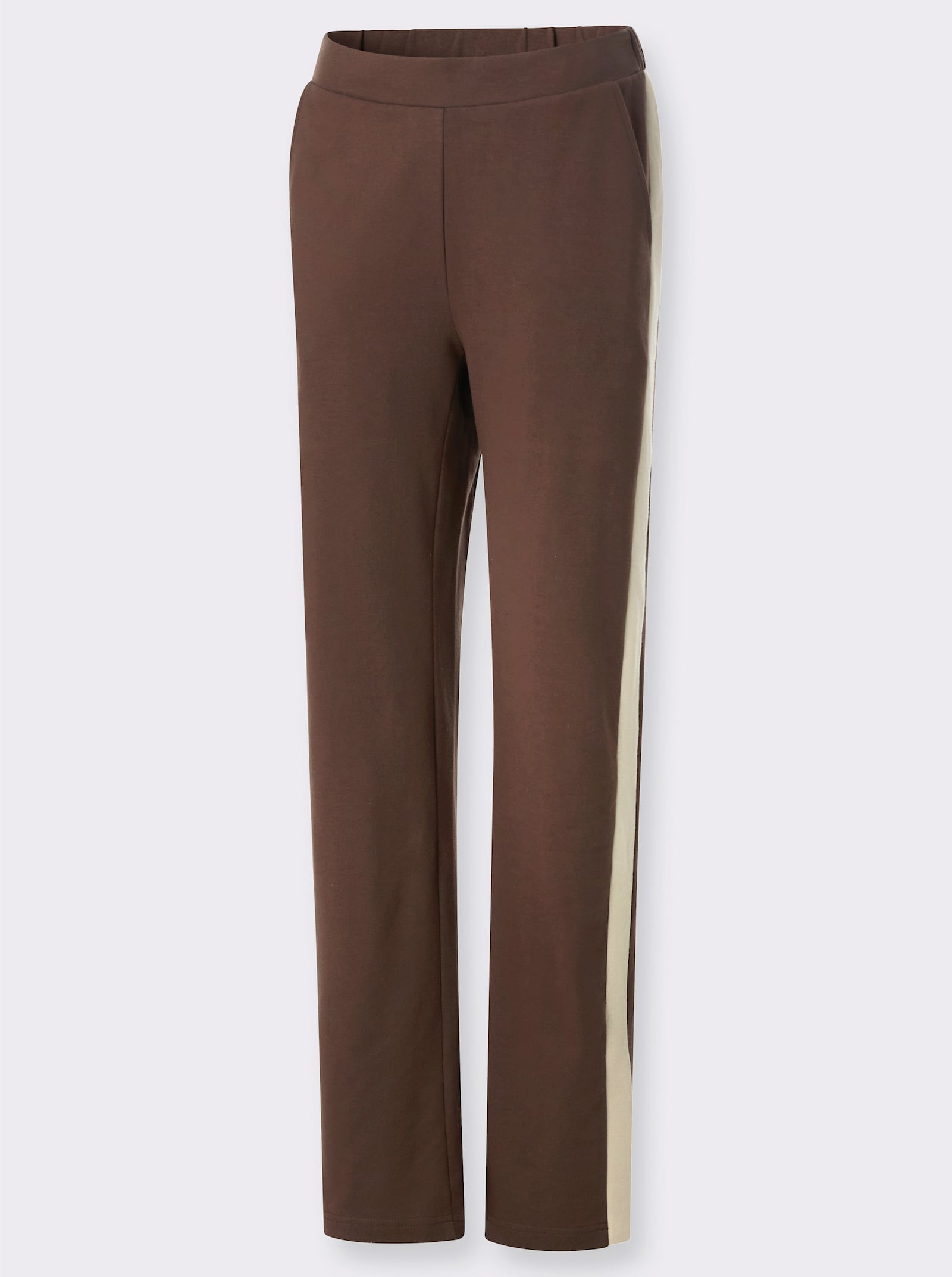 Sweathose mit Galonstreifen - schoko-beige