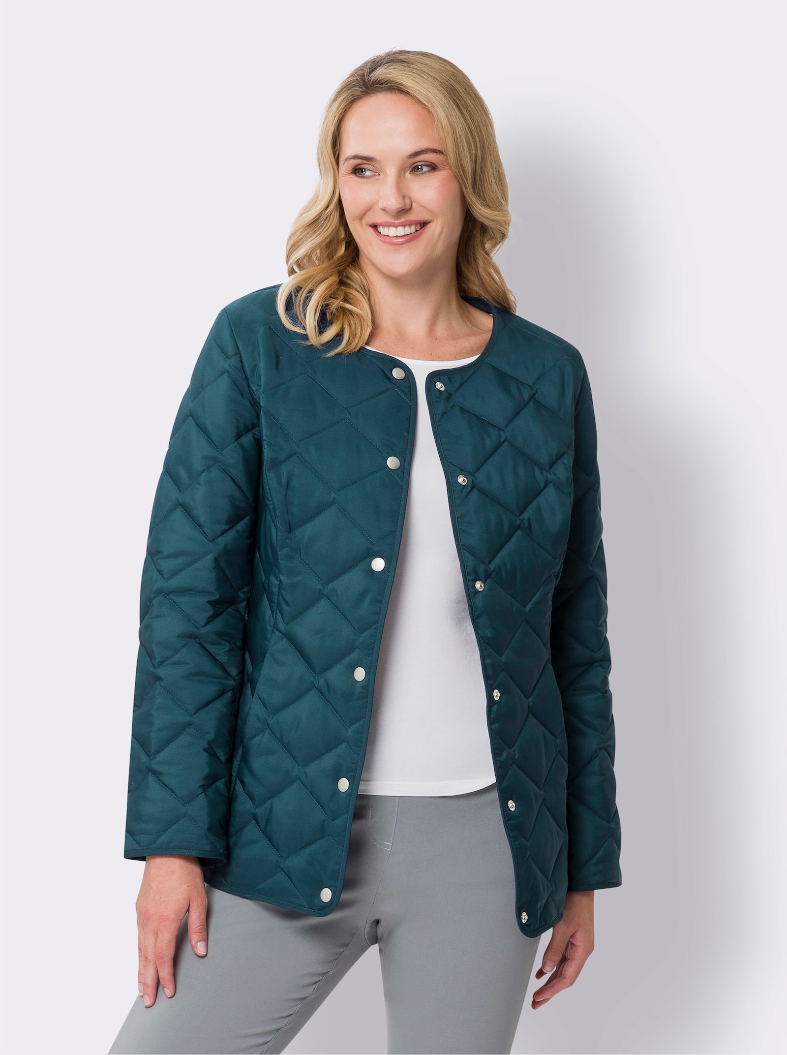 Steppjacke mit Paspelierung - petrol