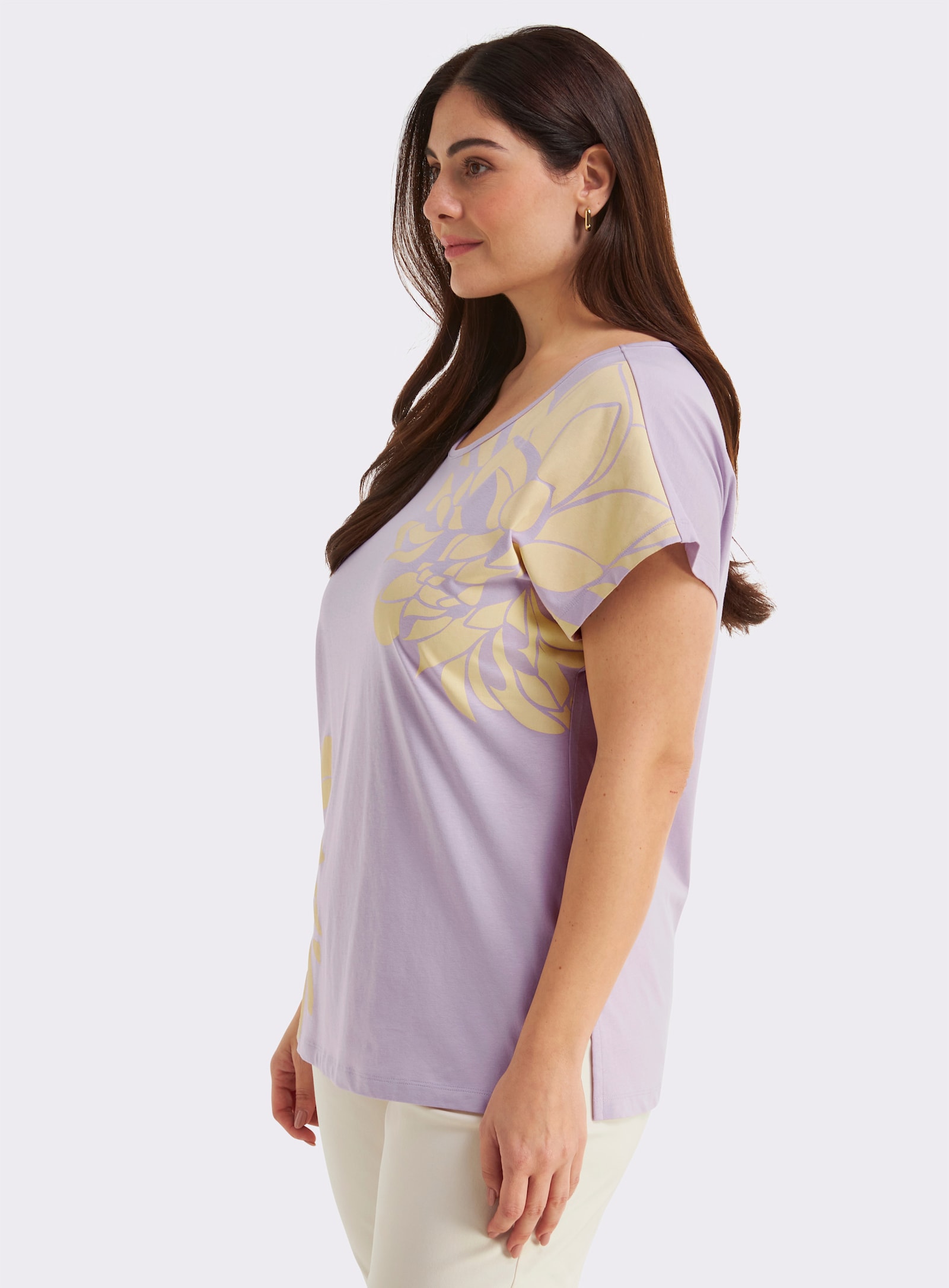 sheego Rundhalsshirt mit Blütenprint - flieder-vanille-bedruckt