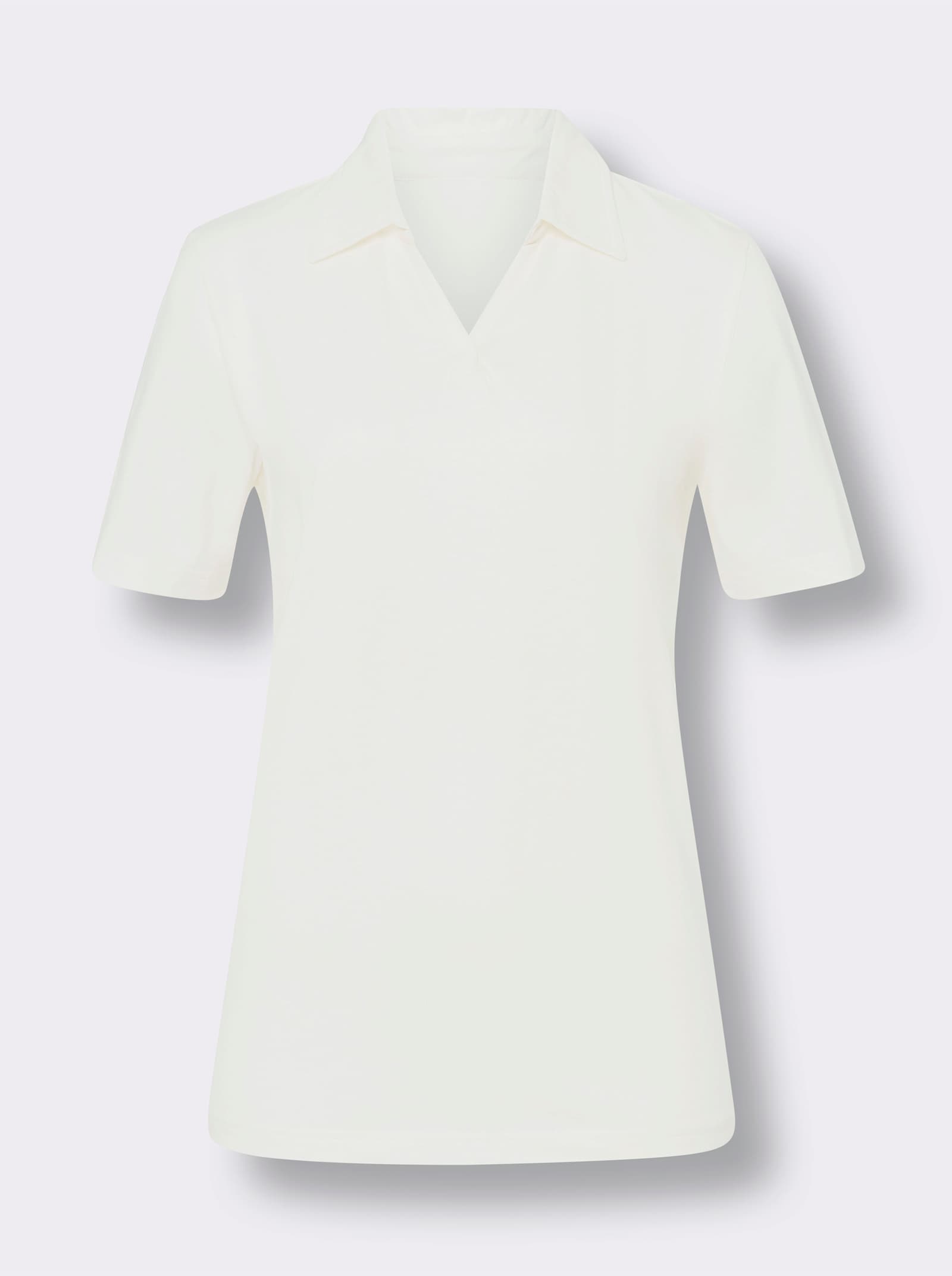 Poloshirt mit V-Ausschnitt - ecru