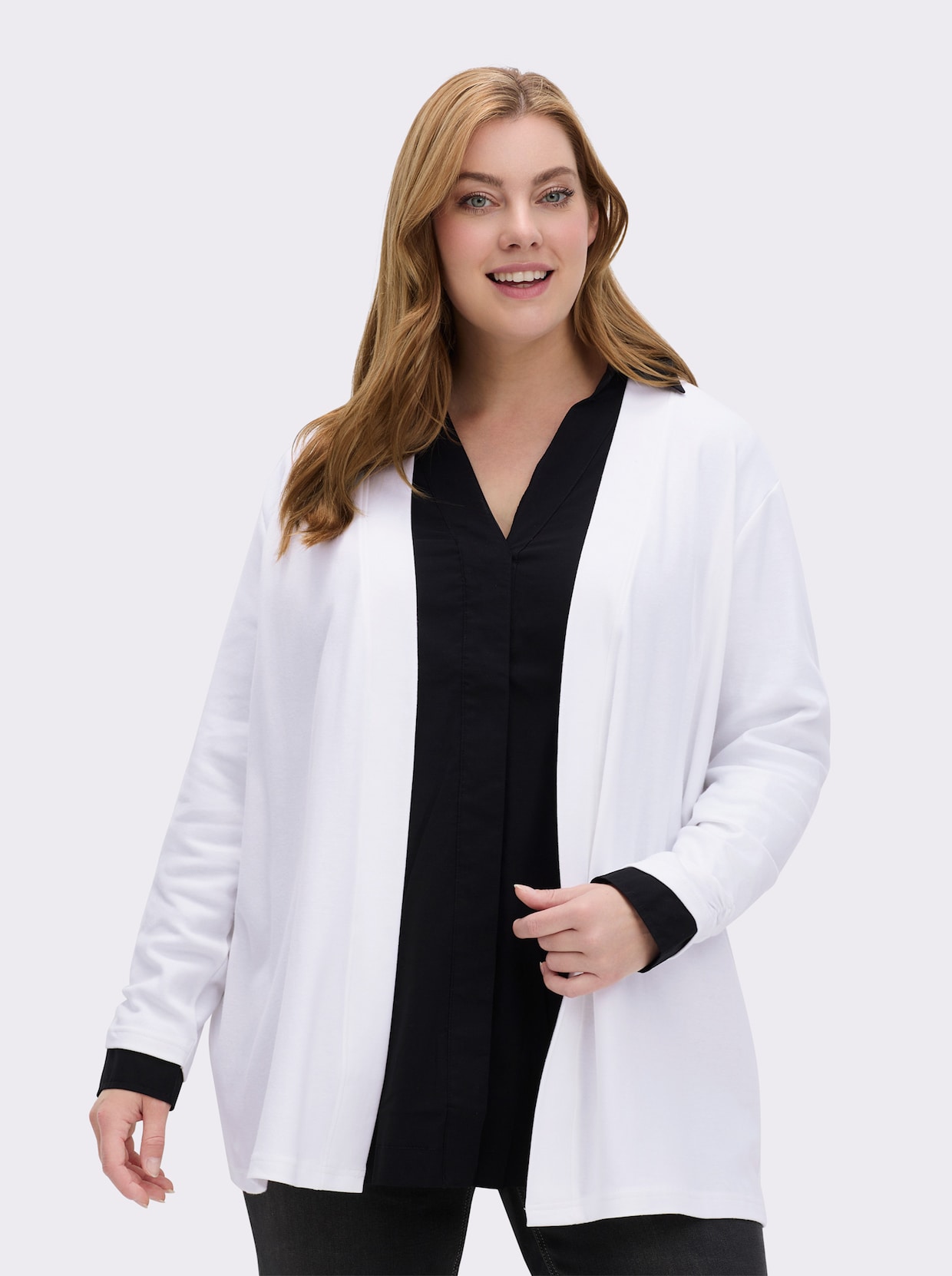 Shirtjacke mit Ärmel-Raffungen - weiß