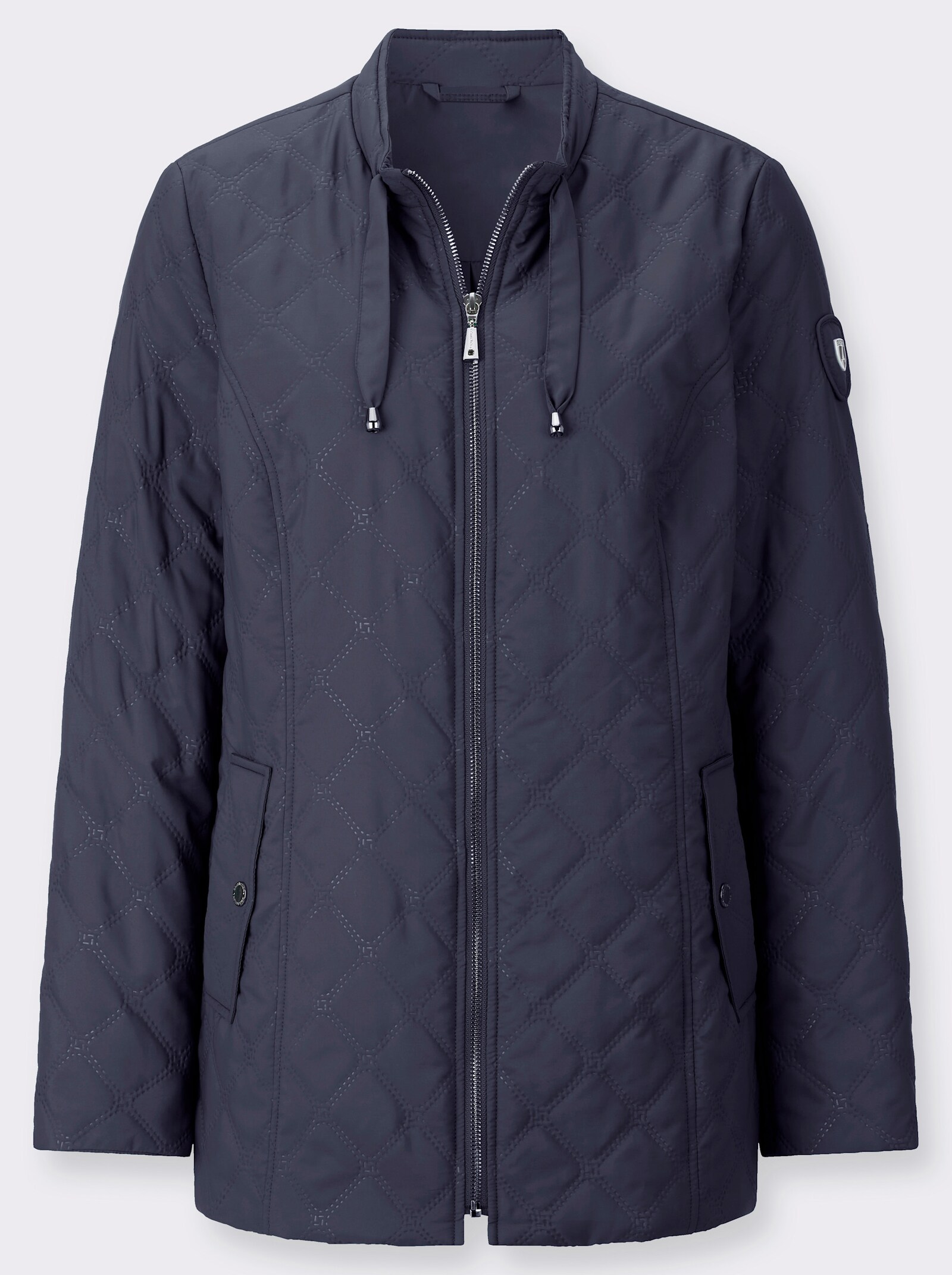 Steppjacke mit Prägedruck in Steppoptik - marine