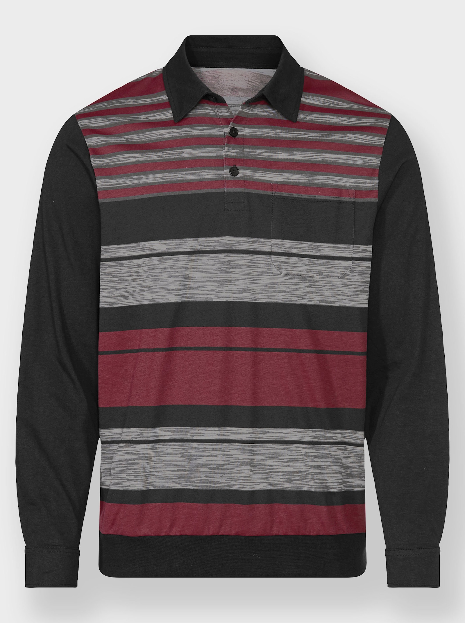 Marco Donati Langarmshirt mit Streifendruck vorne und hinten - dunkelrot-schwarz-gemustert