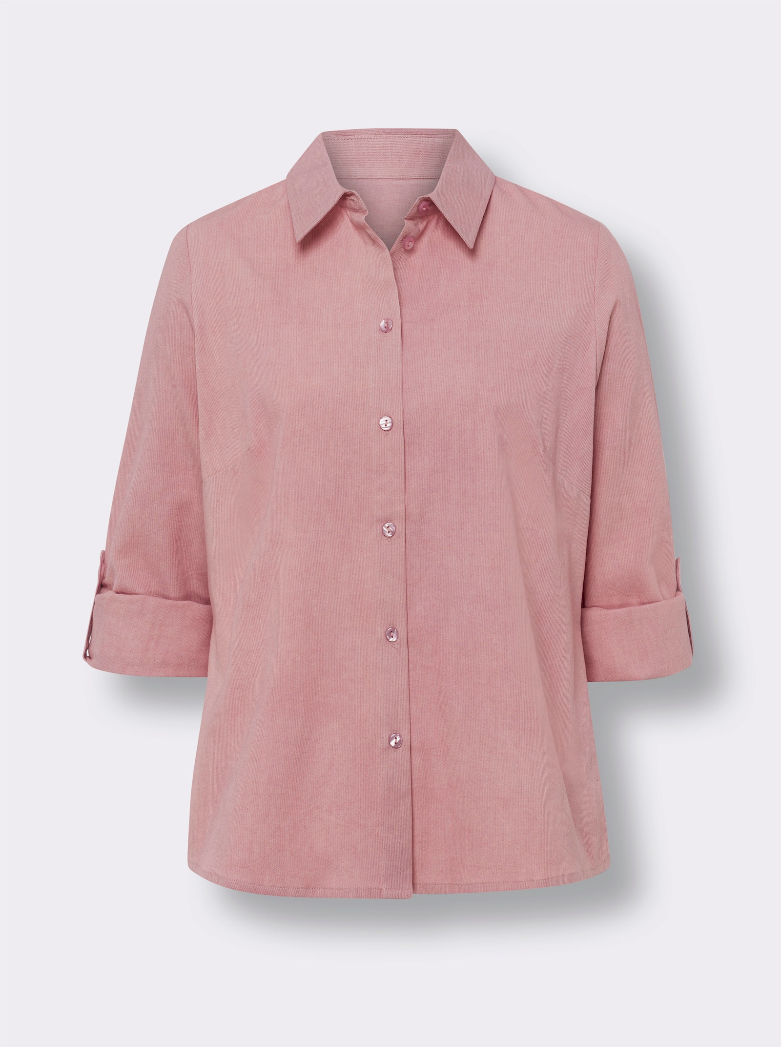 Langarm-Bluse in Feincord-Qualität - hortensie