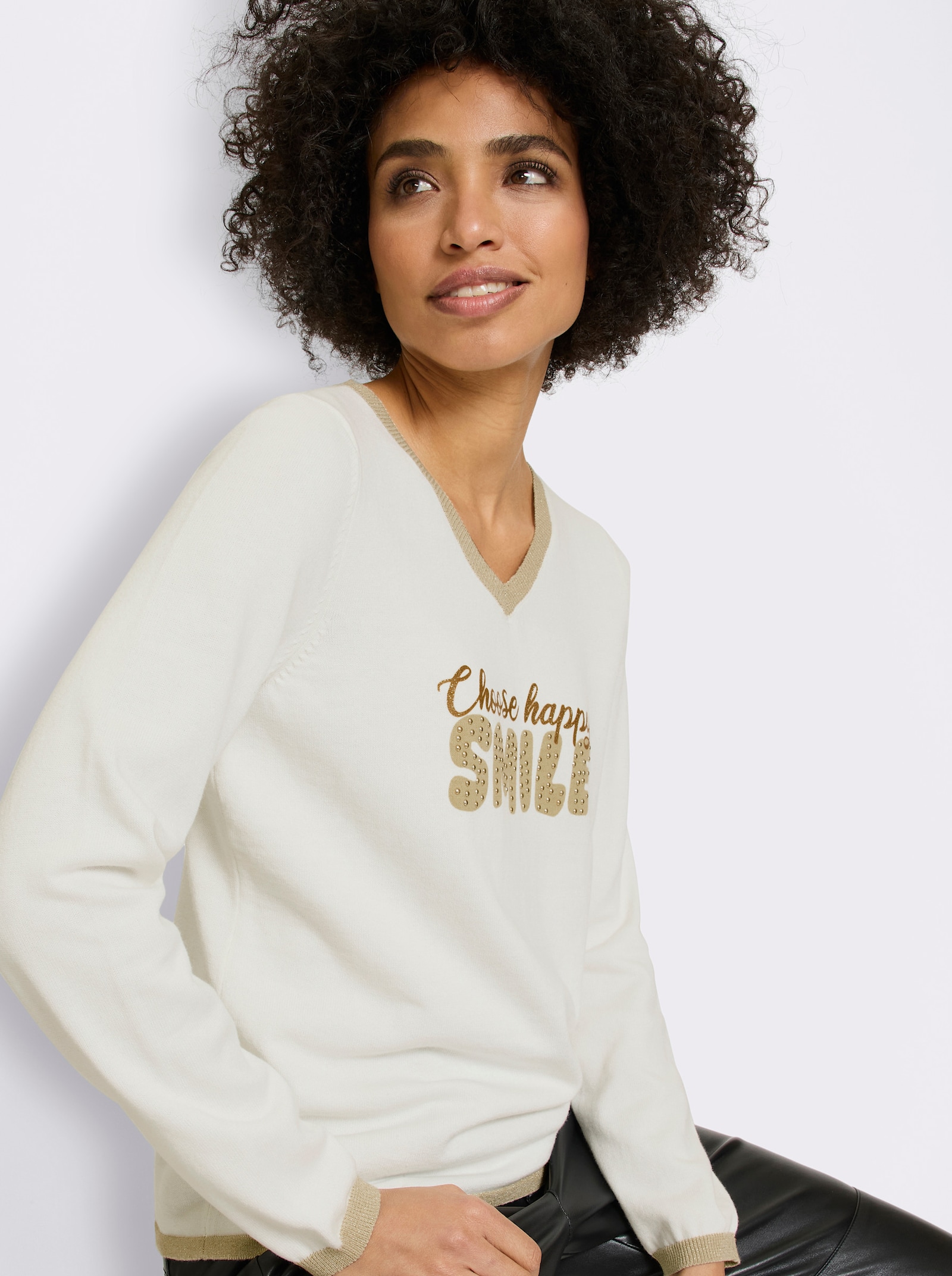 heine Pullover mit Glanzdetails - ecru