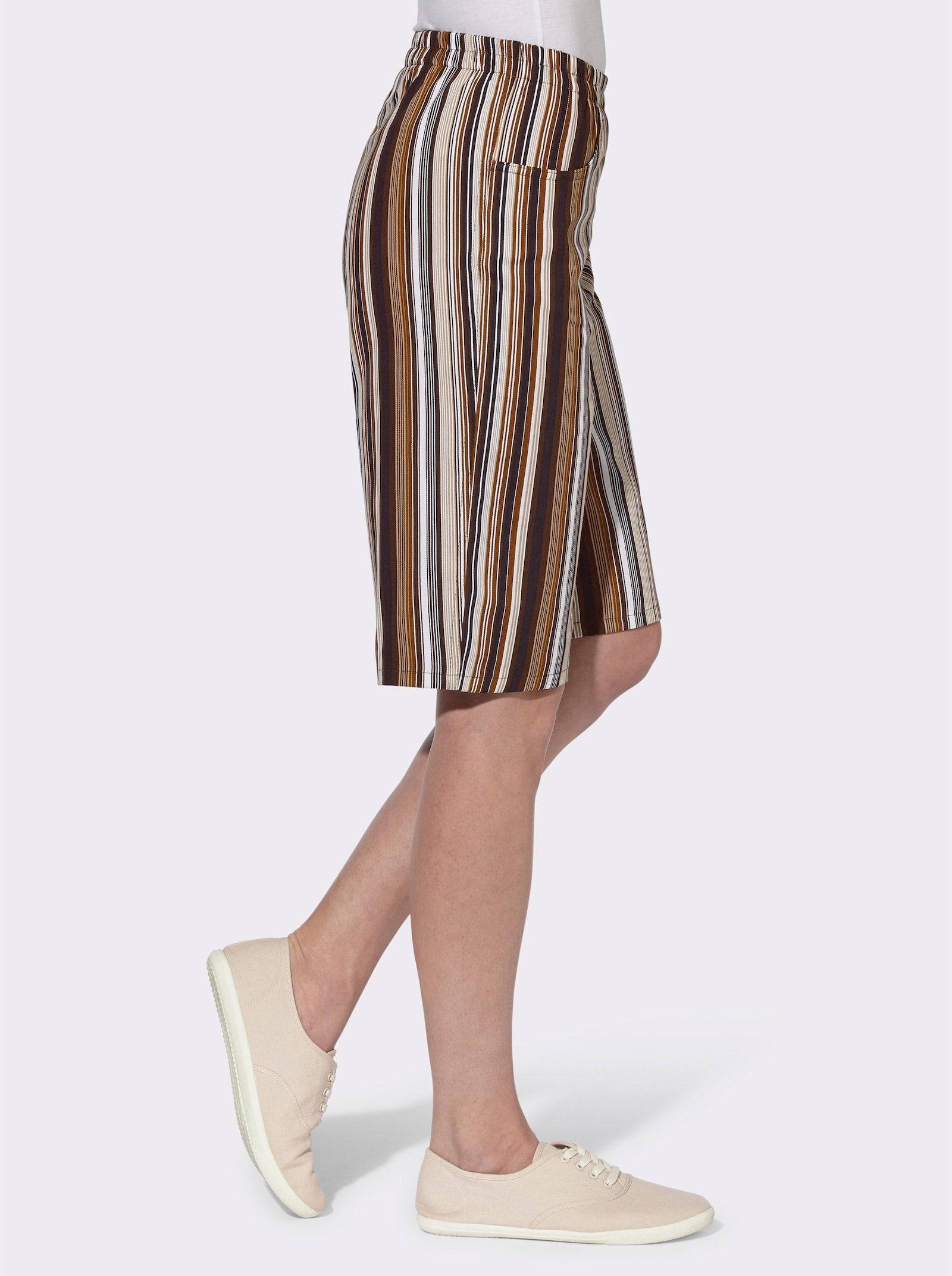 Bermudas mit Rundum-Dehnbund - dunkelbraun-gestreift