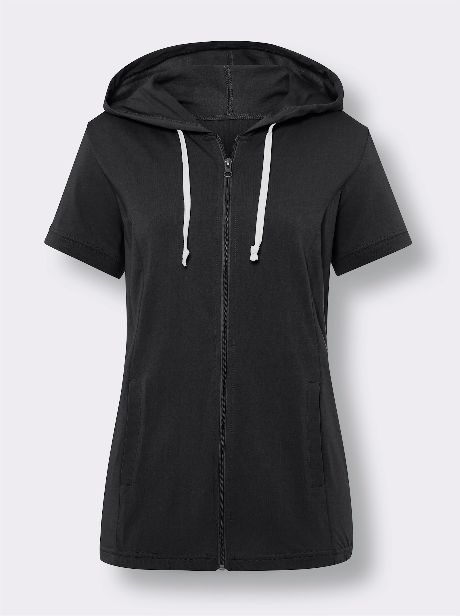 Shirtjasje met capuchon - zwart