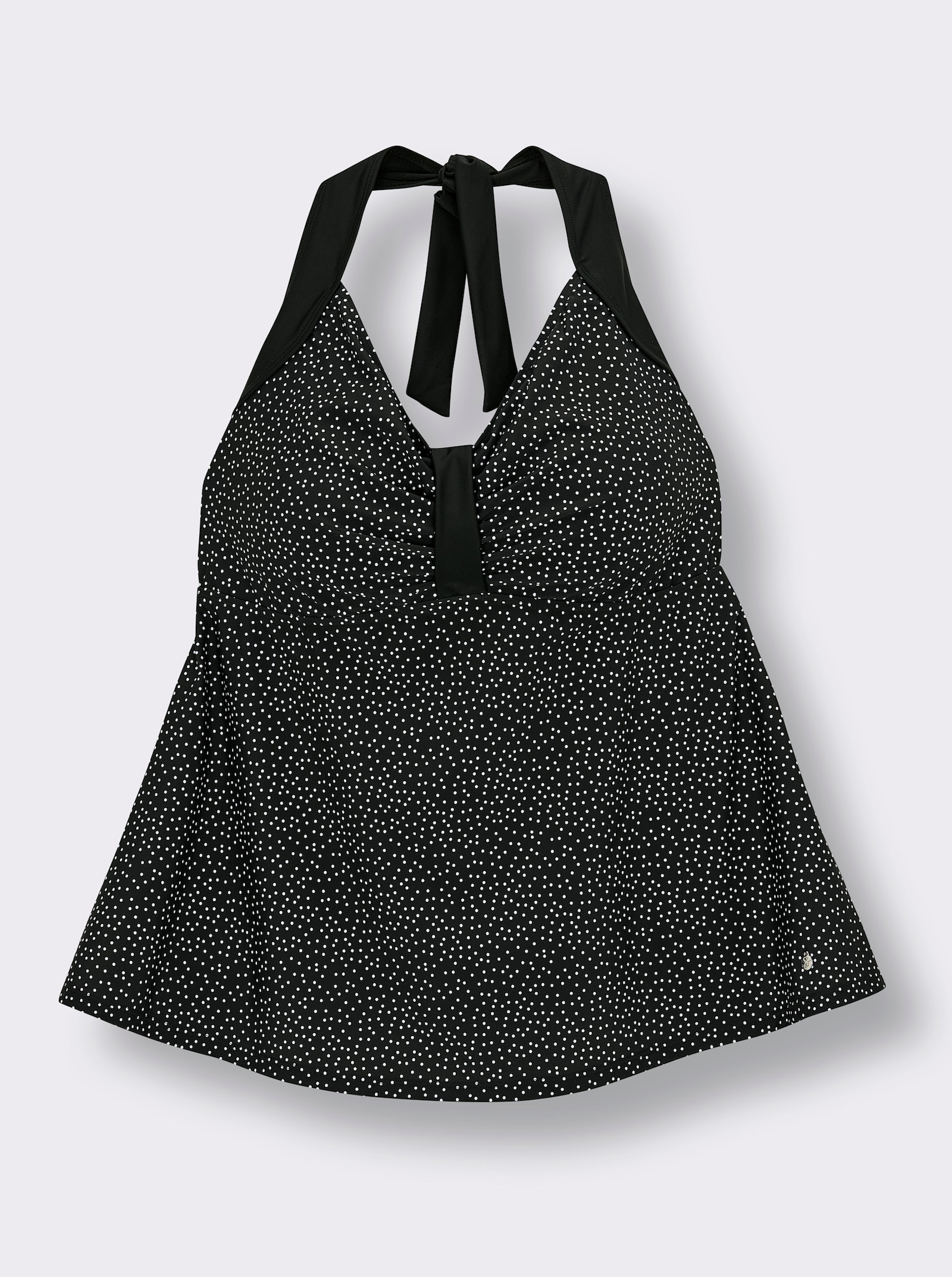 sheego Tankini-Oberteil mit Pünktchenprint - schwarz-weiß-getupft
