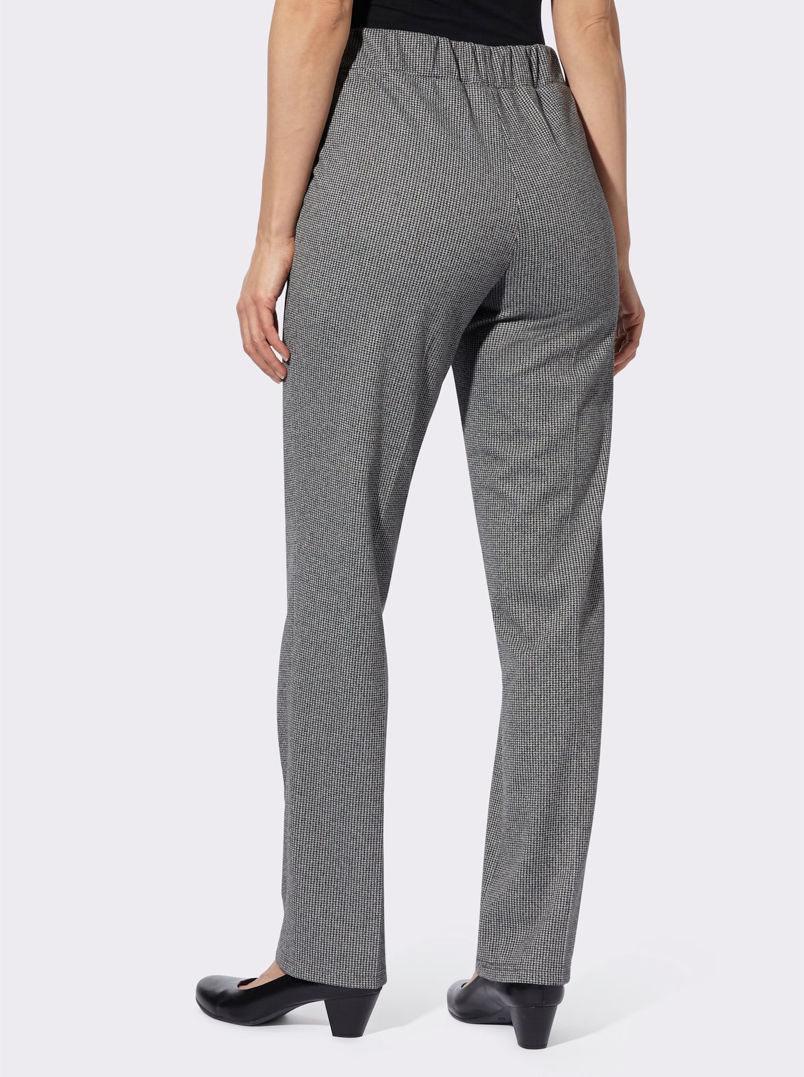 Jerseybroek van vormvast materiaal - zwart/wit pepita