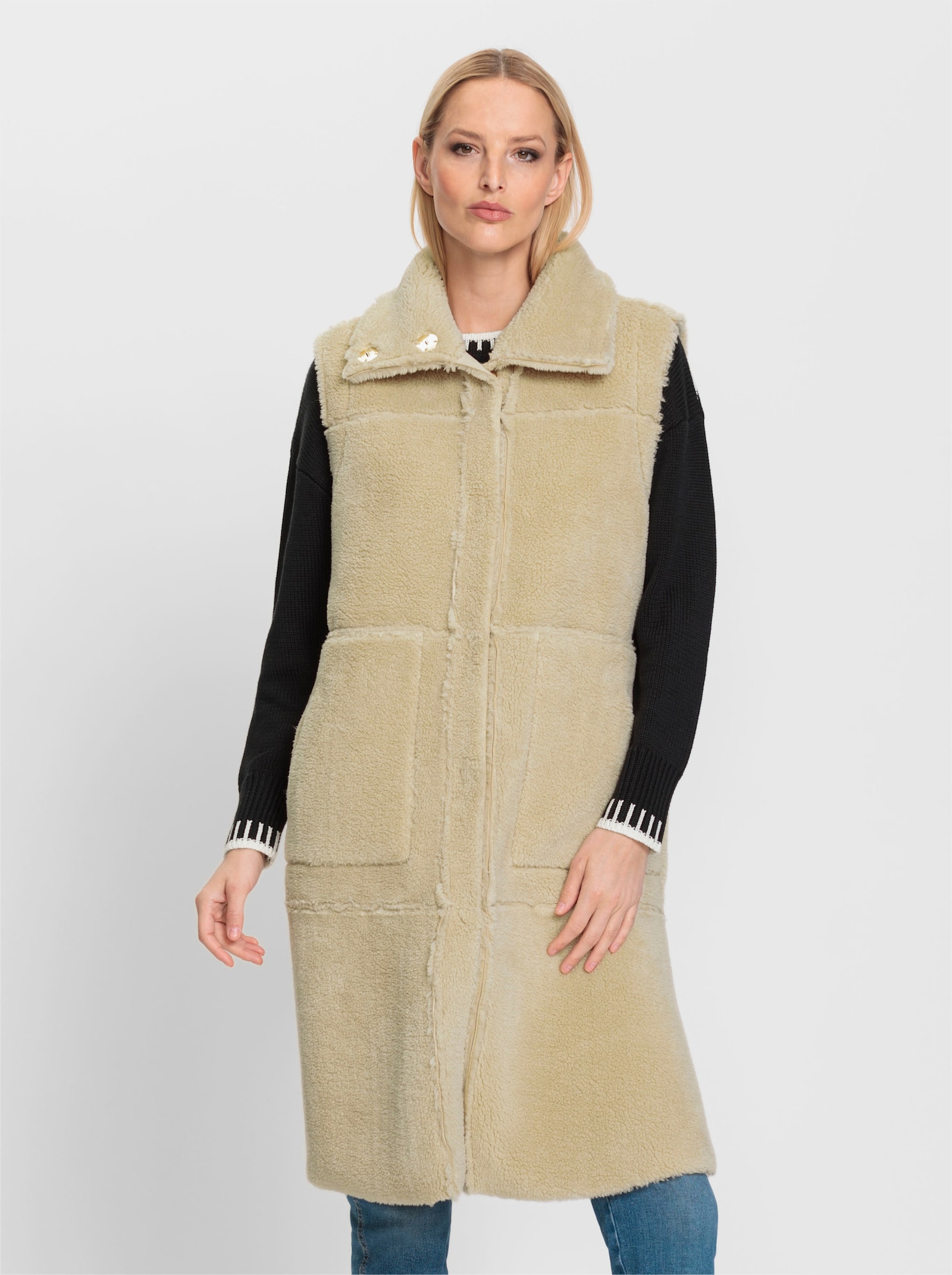 heine Longweste mit 2 verschiedenen Seiten - sand