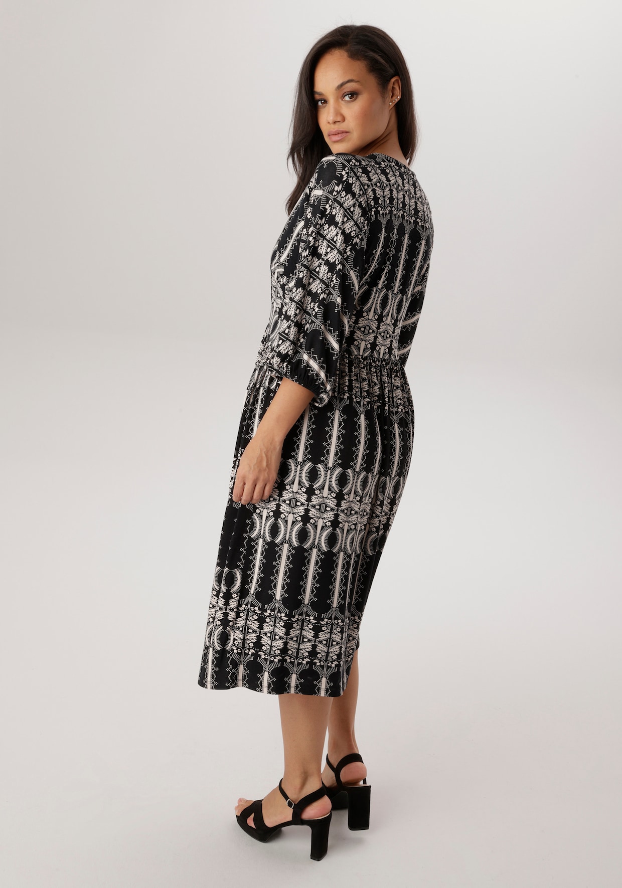Aniston PLUS Jerseykleid - schwarz-weiß
