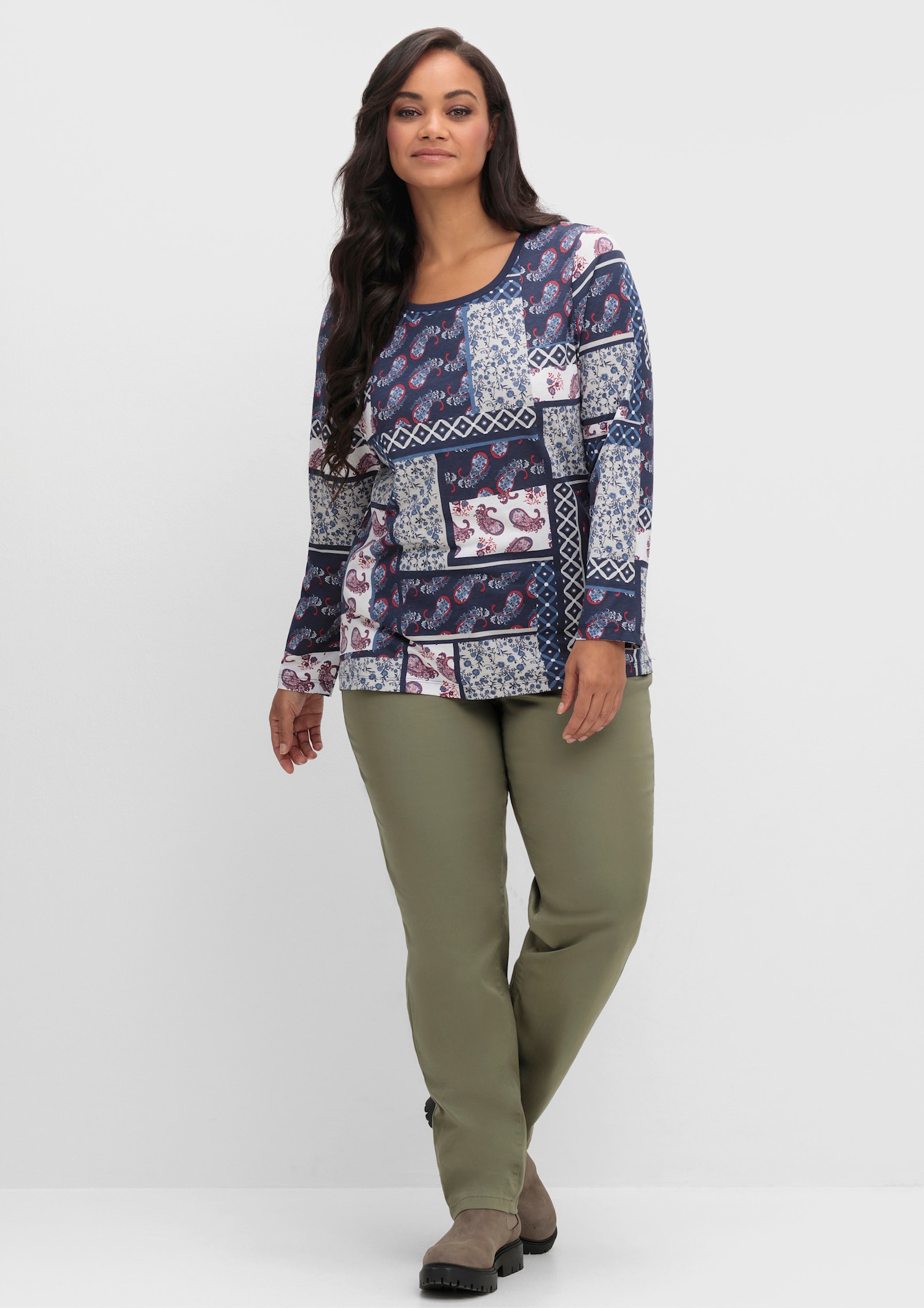 Chinohose inklusive Gürtel - khaki