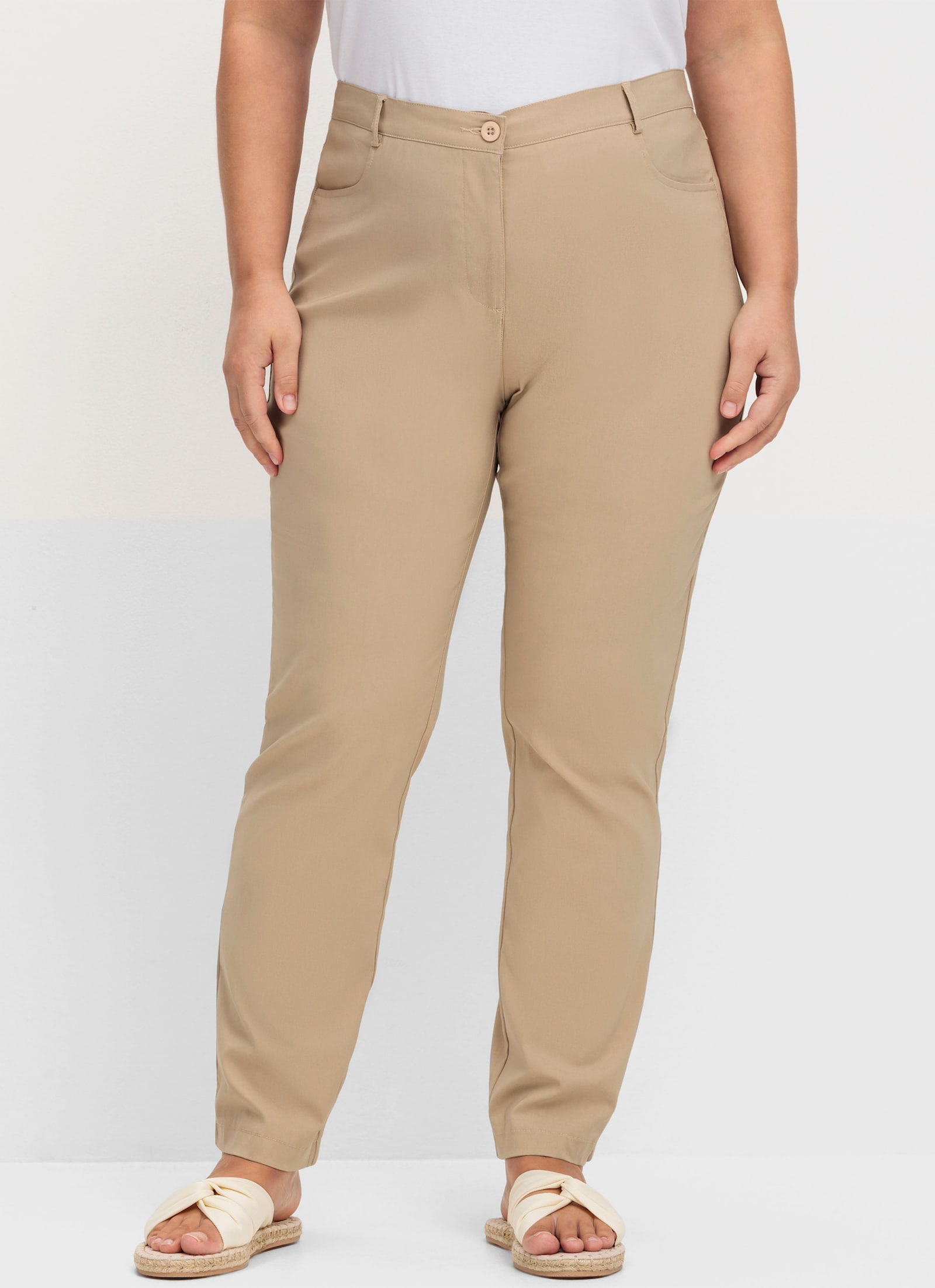 Bengalinhose mit Schmetterlings-Stickerei - beige