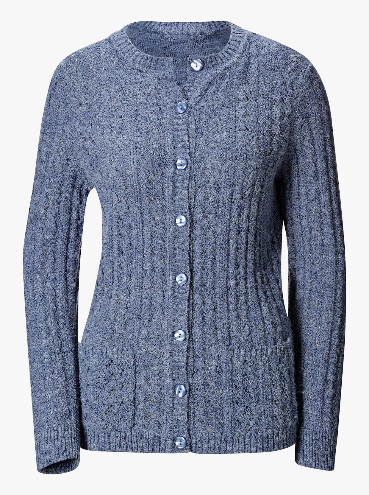 Strickjacke - blau-meliert