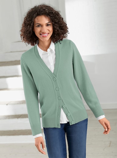 Strickjacke mit farblich abgestimmten Knöpfen - kalkmint