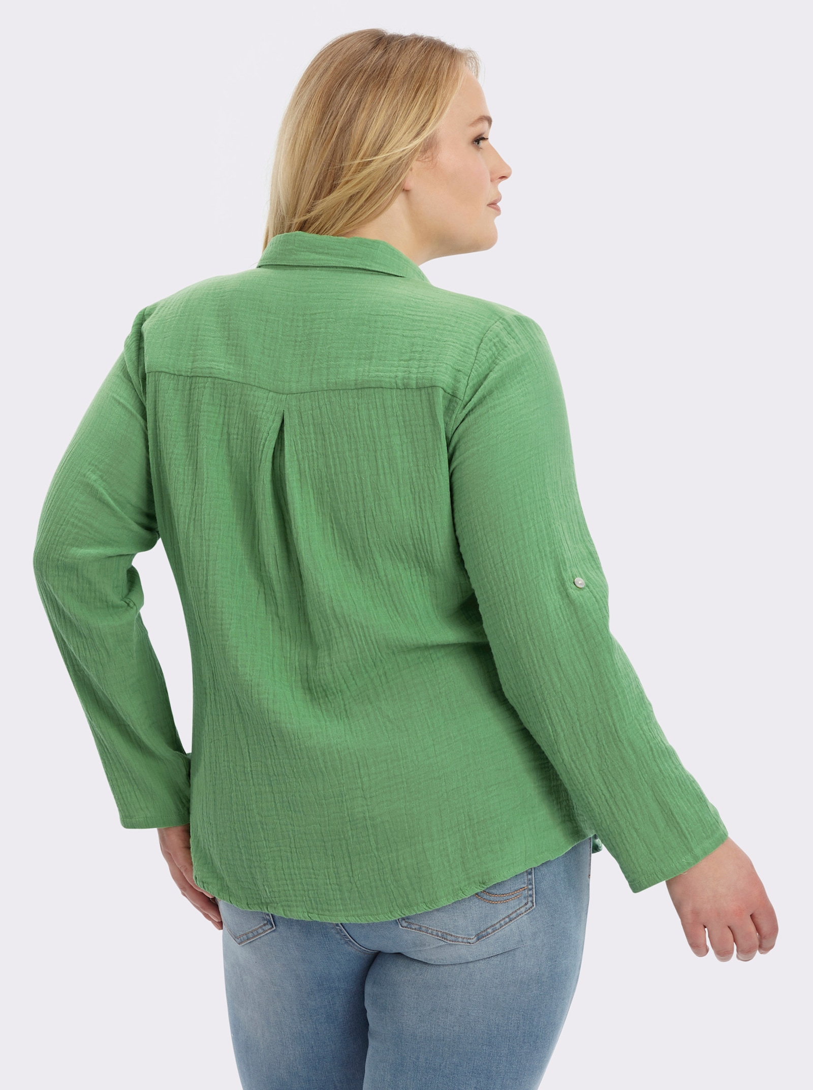 Hemdbluse mit Reverskragen - apfel