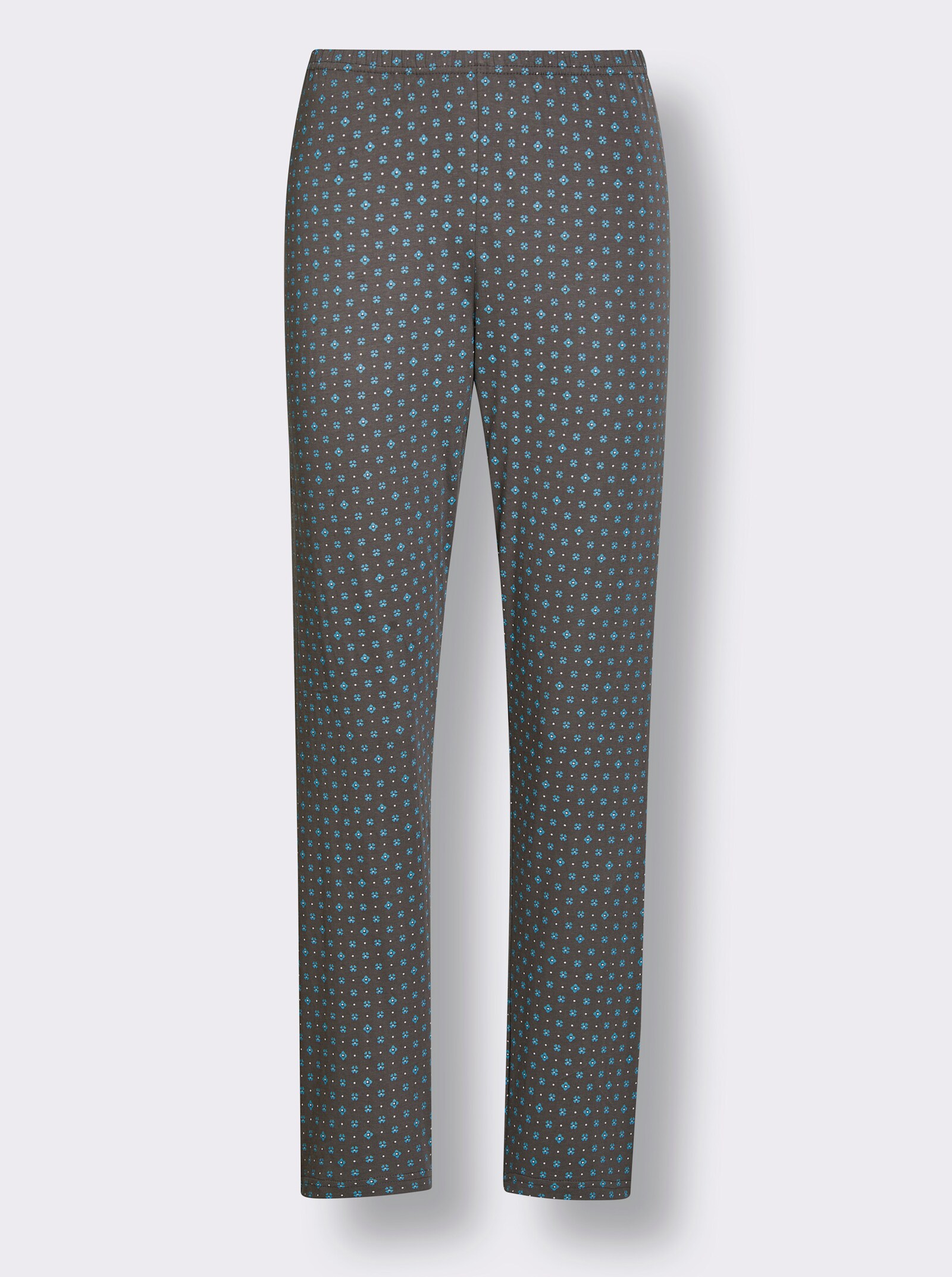 Comtessa Schlafanzug mit platziertem Motiv - türkis-grau-bedruckt