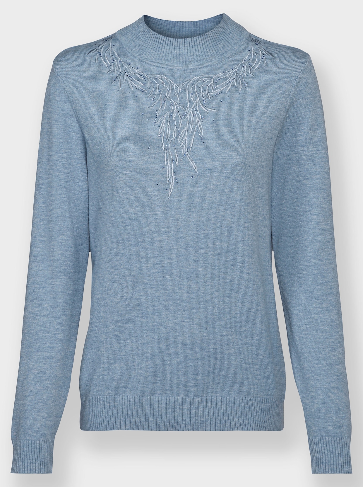 Trui met opstaande kraag - bleu gemêleerd