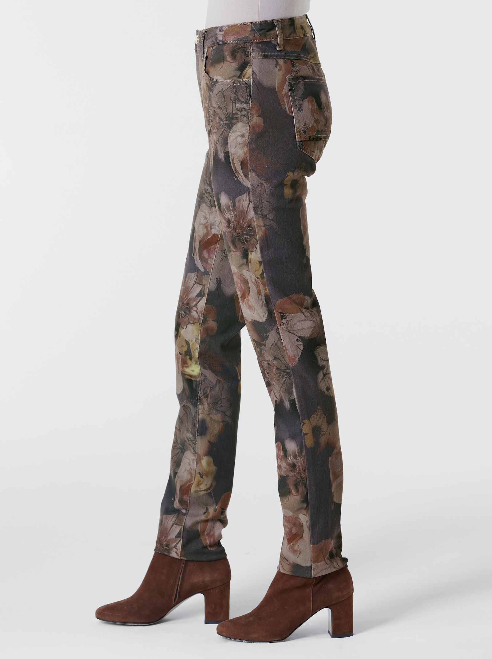 CREATION L PREMIUM 5-Pocket-Jeans im floralen Dessin - bunt