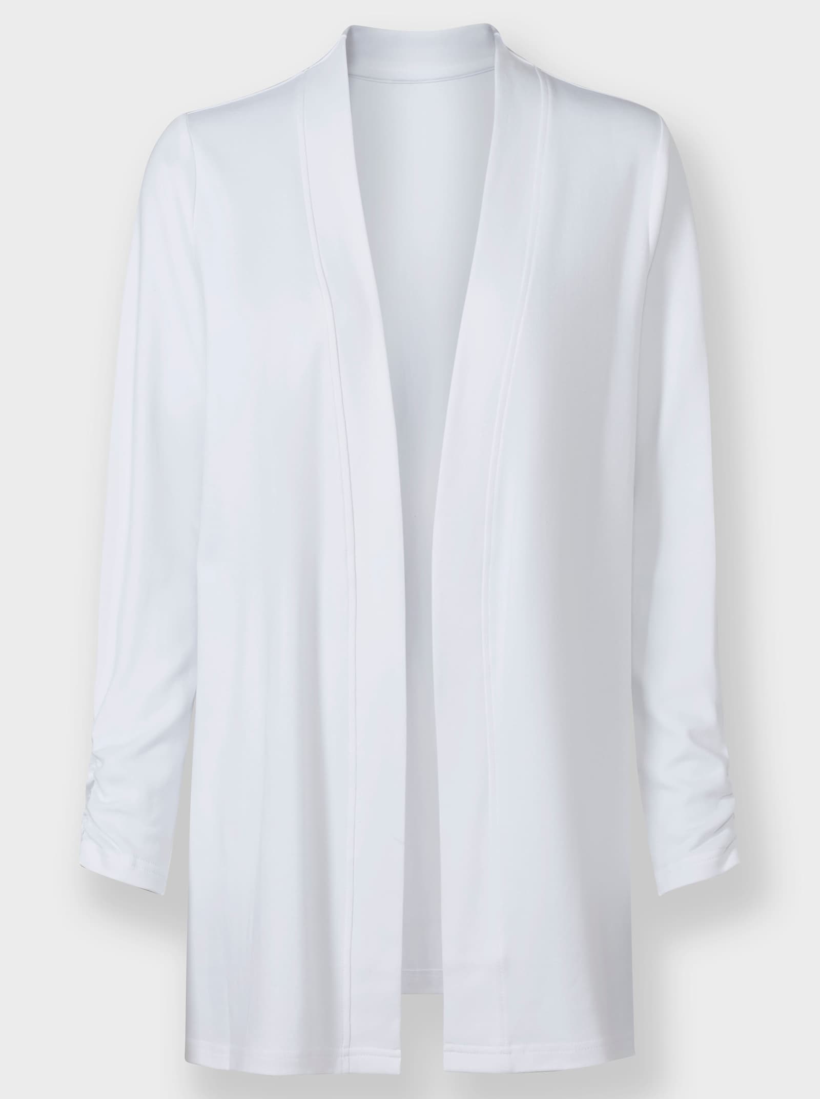 Shirtjacke mit Ärmel-Raffungen - weiß