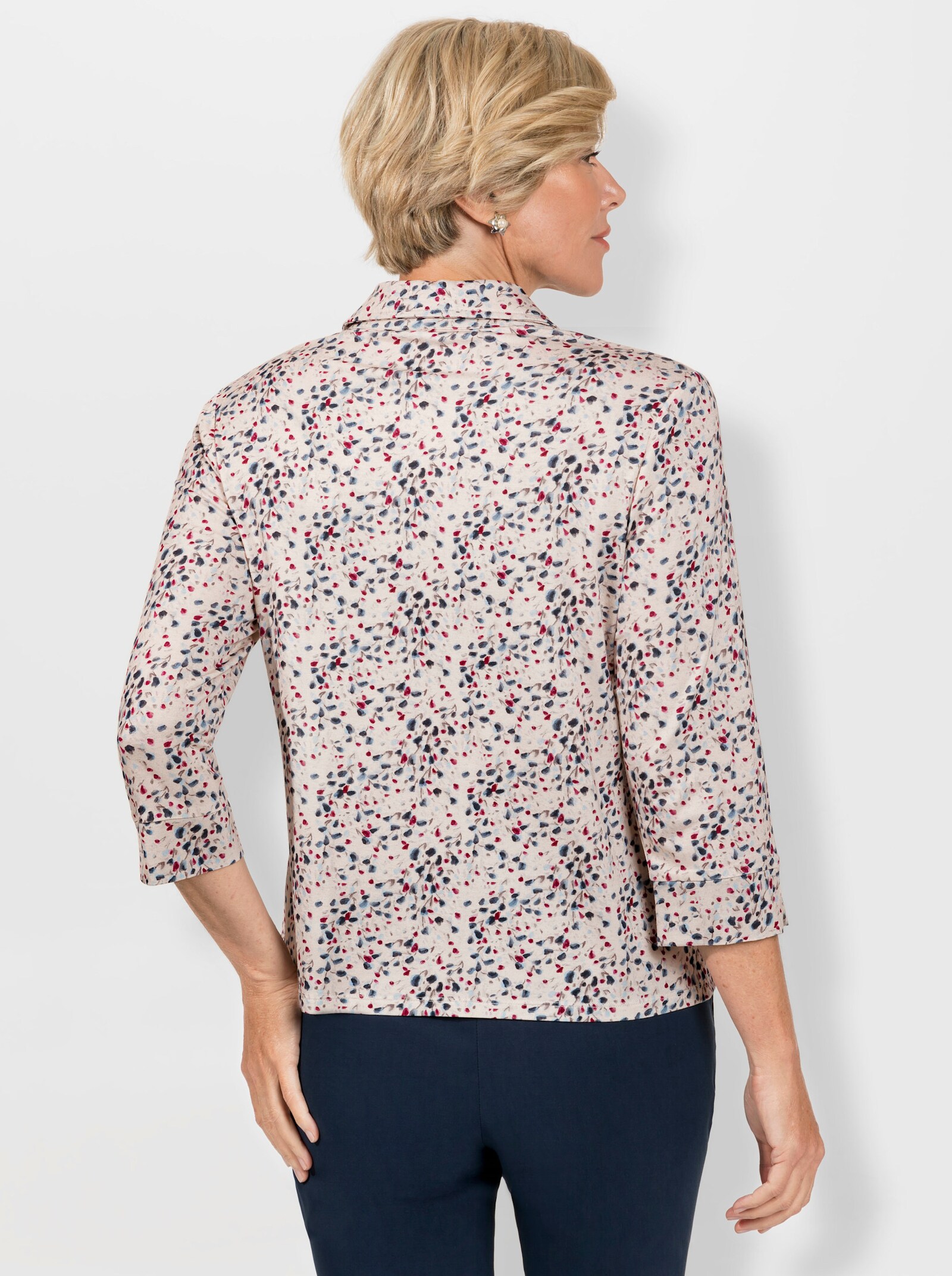 Poloshirt mit Glitzersteinchen - bleu-champagner-bedruckt