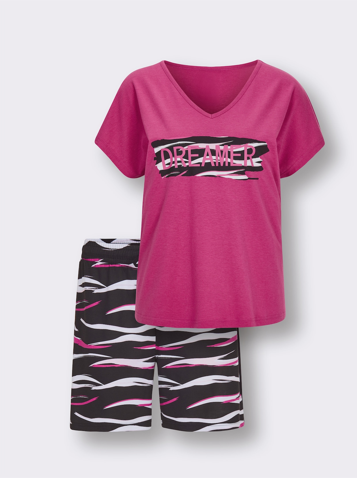 wäschepur Shorty - schwarz-fuchsia-bedruckt