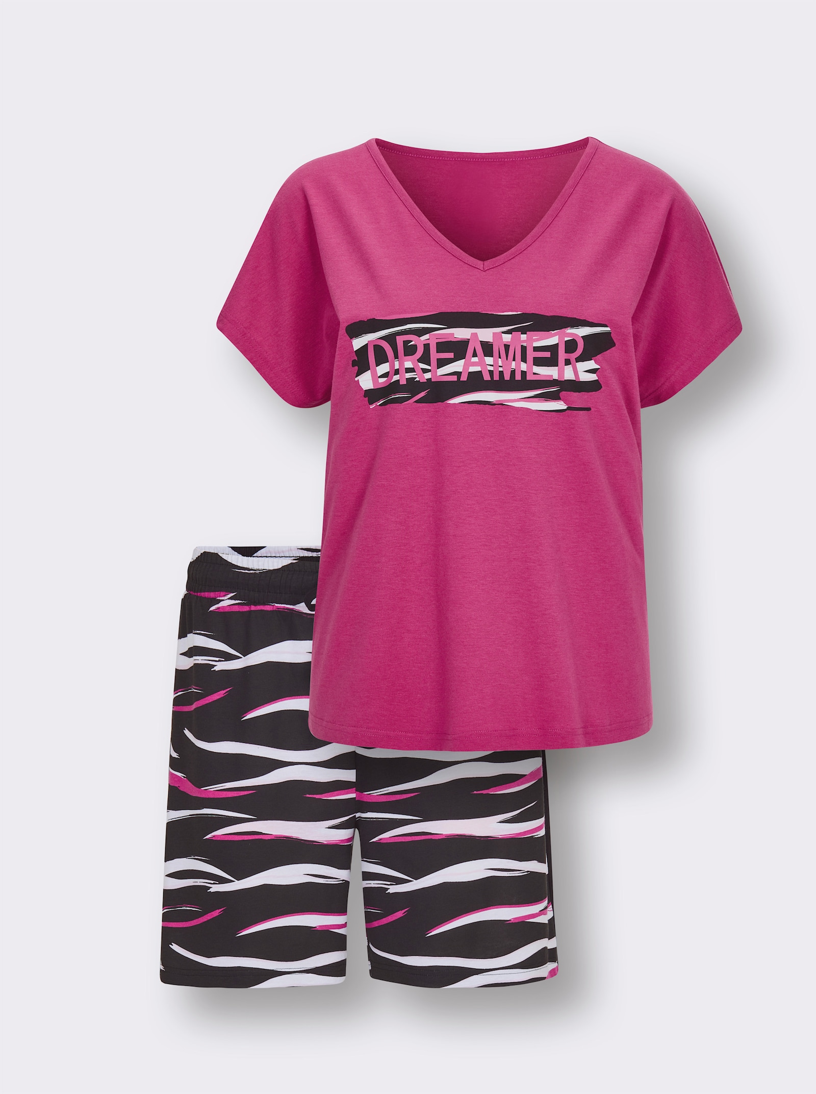 wäschepur Pyjama court - noir-fuchsia imprimé