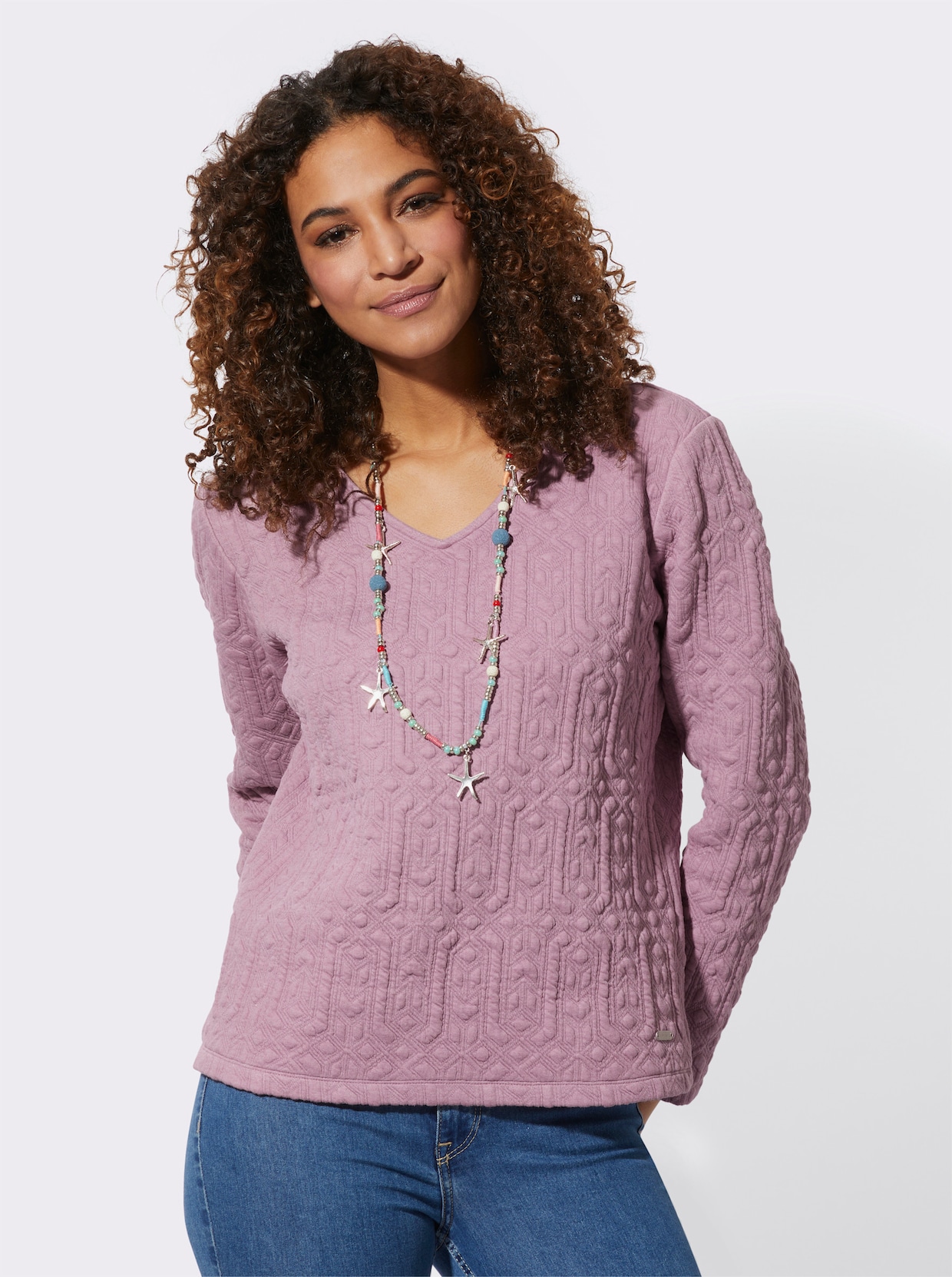 Shirt met lange mouwen - mauve gedessineerd