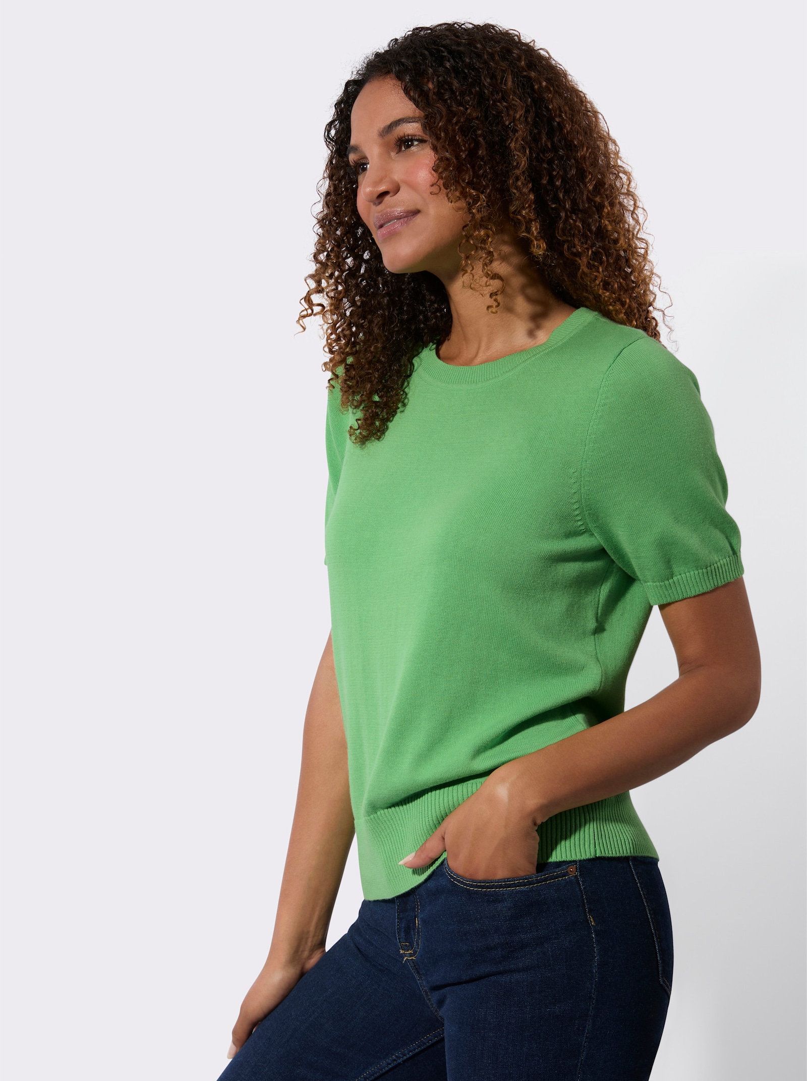 Pulóver, bavlna, rebrované zakončenia - jablková