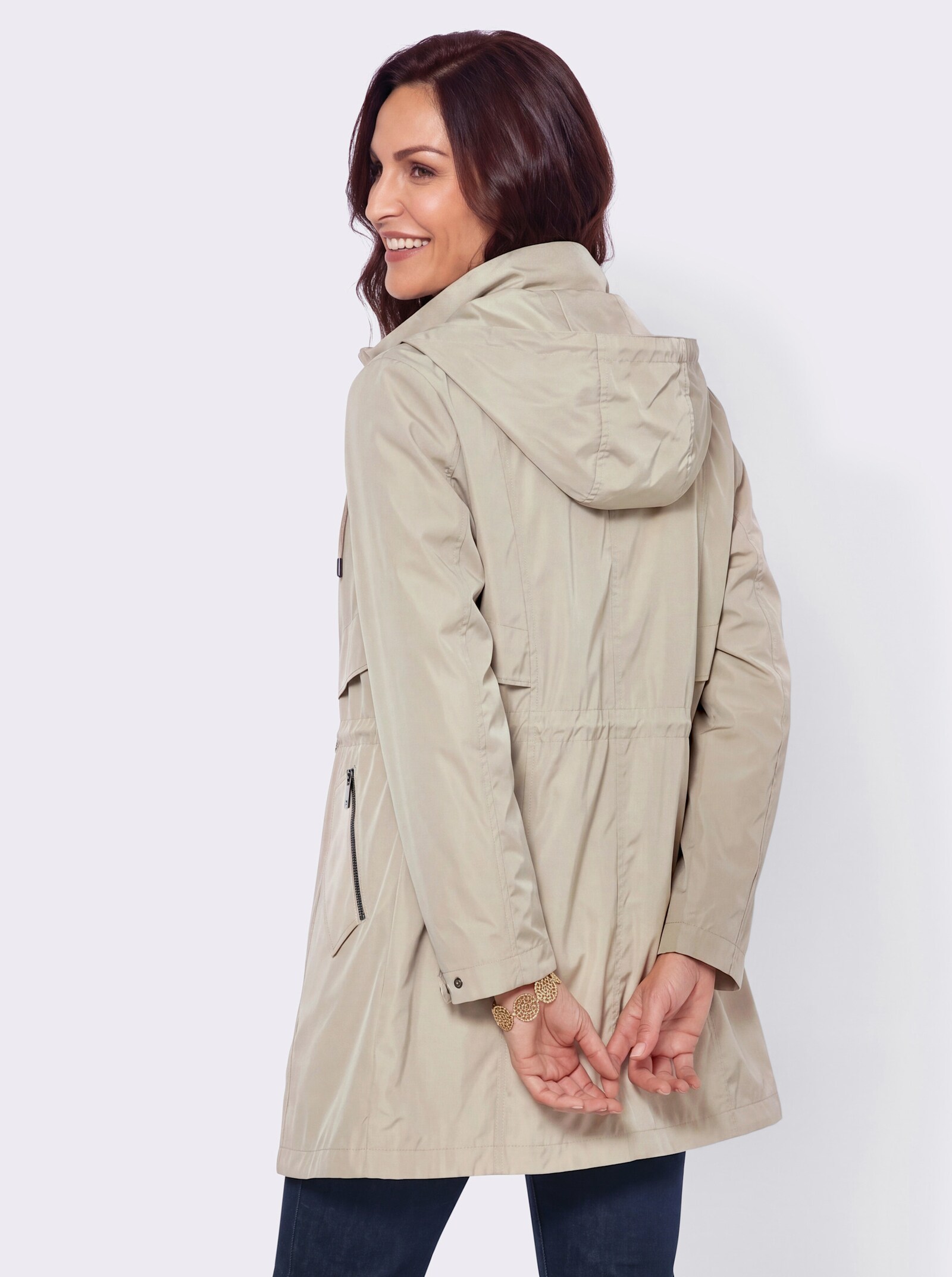 Longjacke mit 2-Wege-Reißverschluss - sand