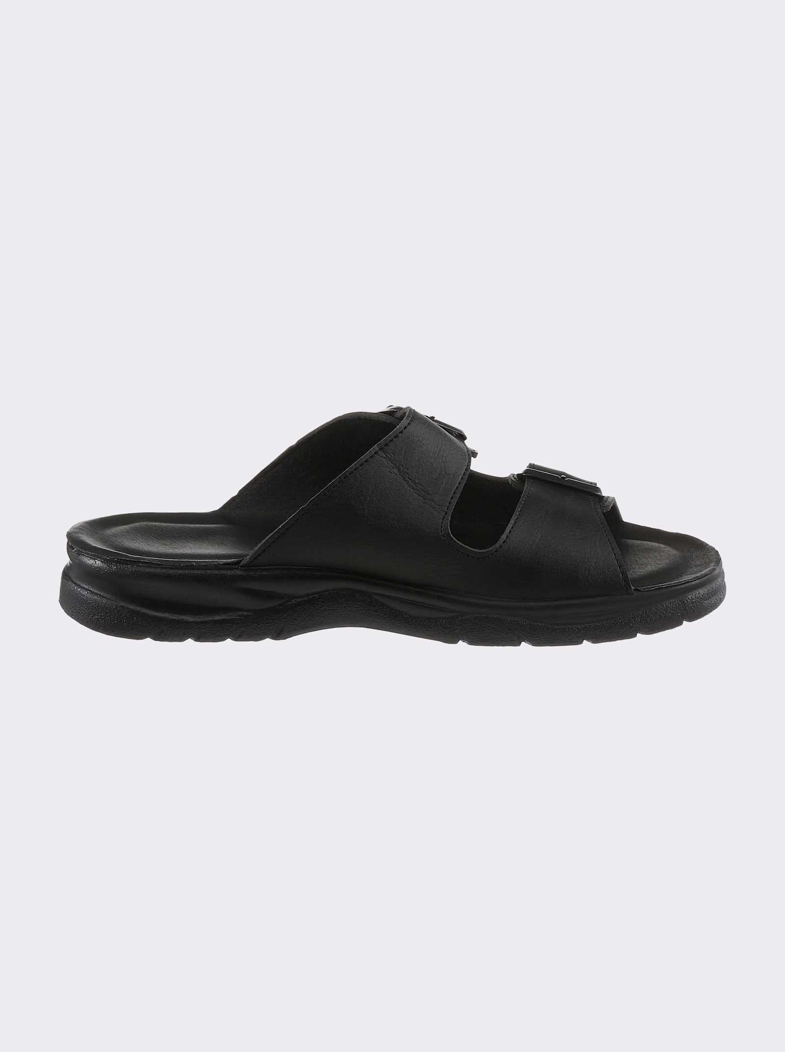 airsoft modern+ Pantolette aus Lederimitat, weich gepolstert - schwarz