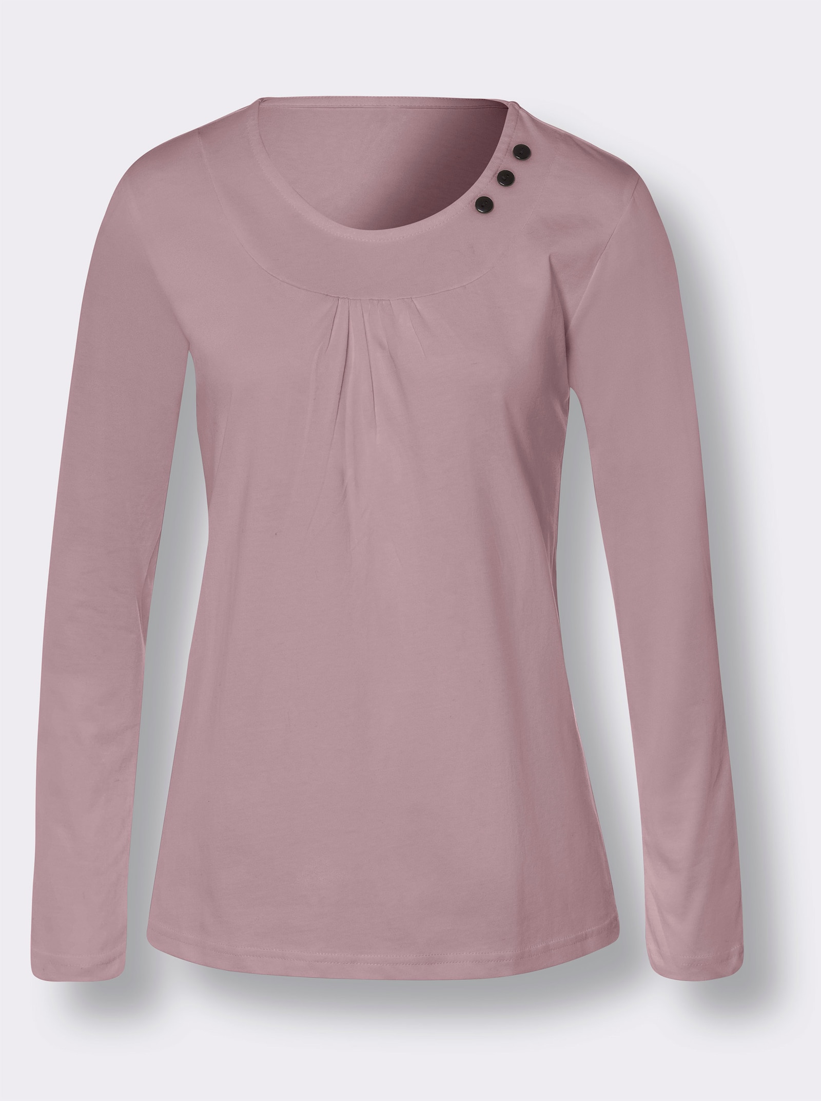 Shirt met ronde hals en sierknopen - mauve