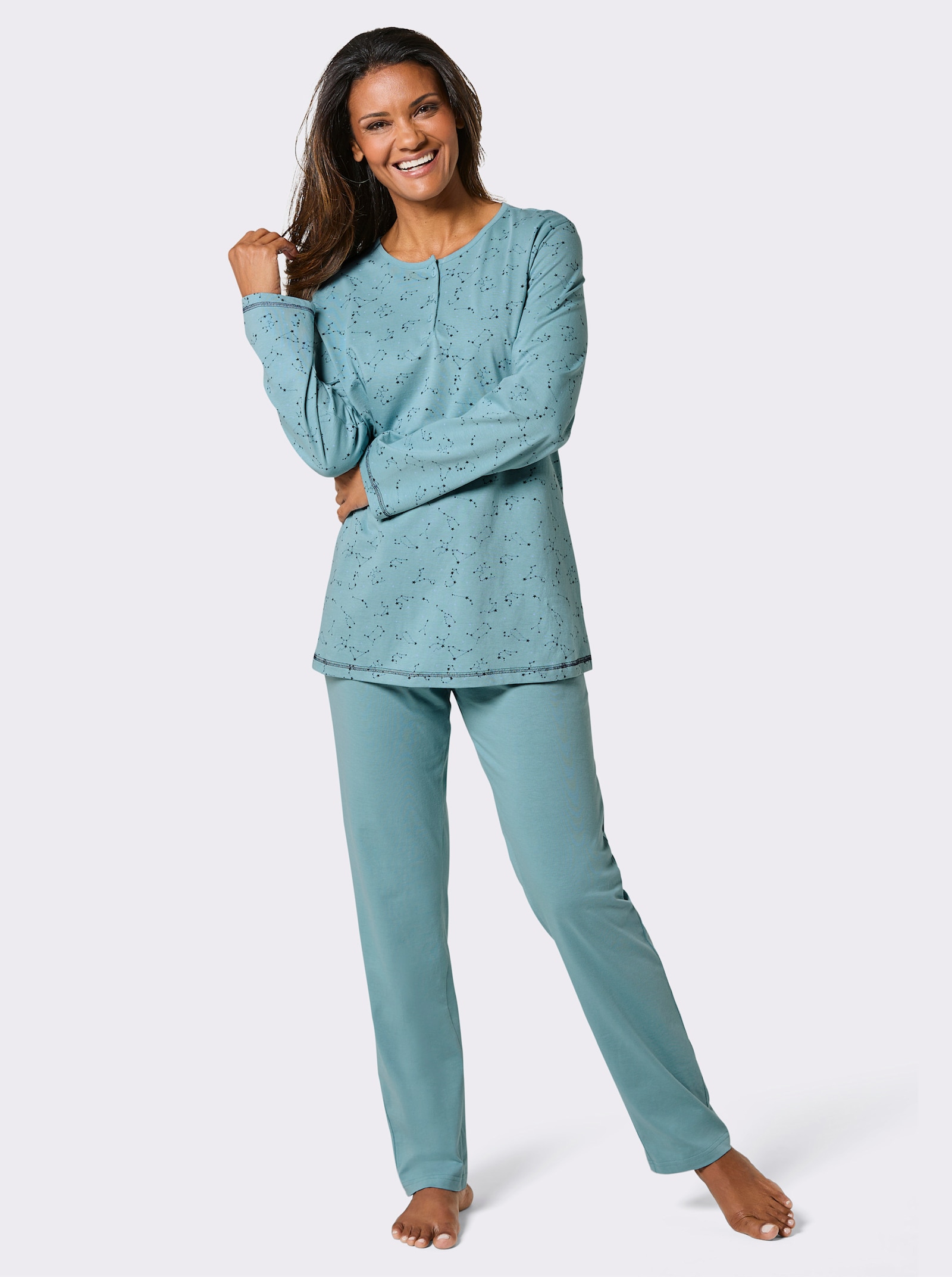 Comtessa Schlafanzug mit Sternbilder-Print - ozean-dunkelblau-bedruckt