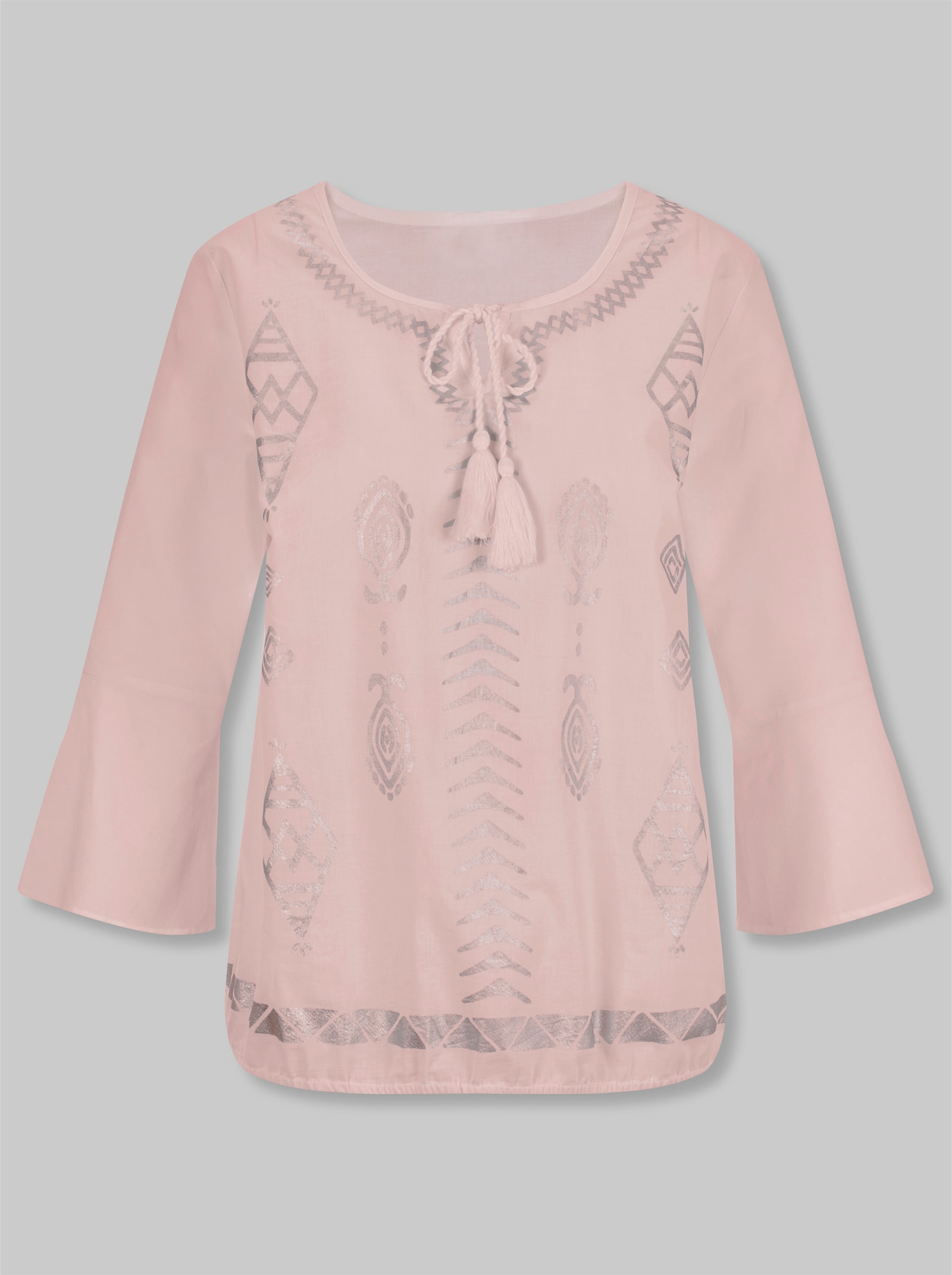 heine Baumwollbluse mit Folienprint - puder