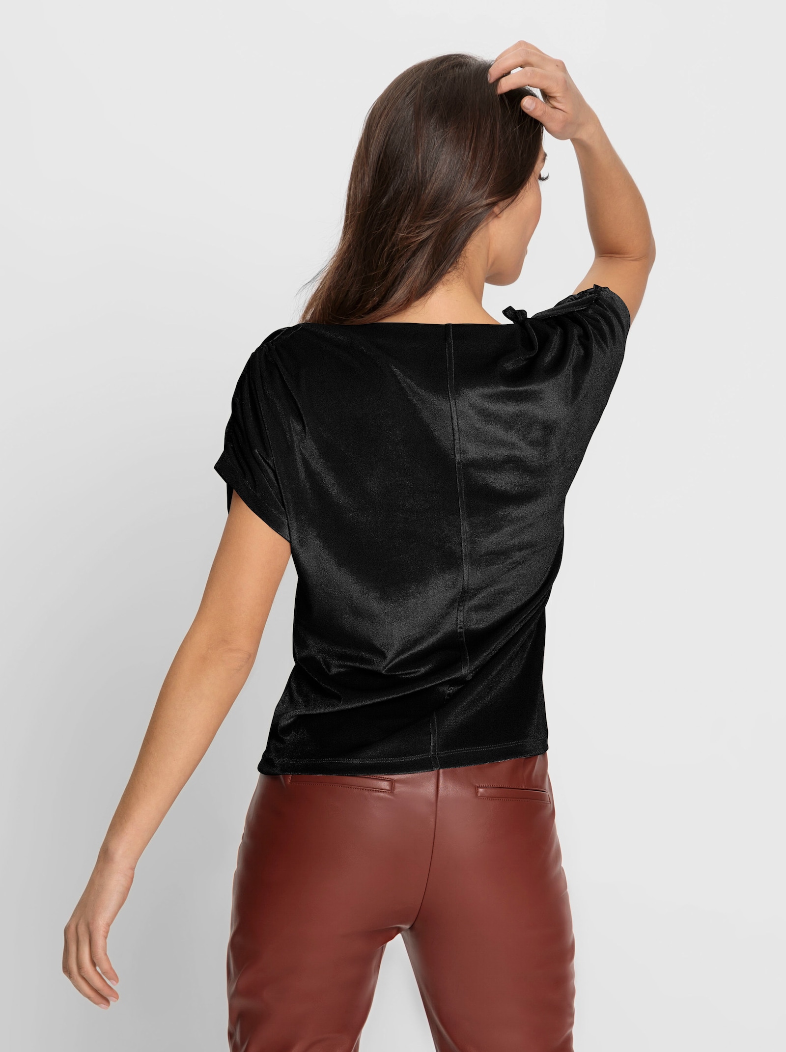 heine Kurzarmshirt mit geraffter Schulter - schwarz