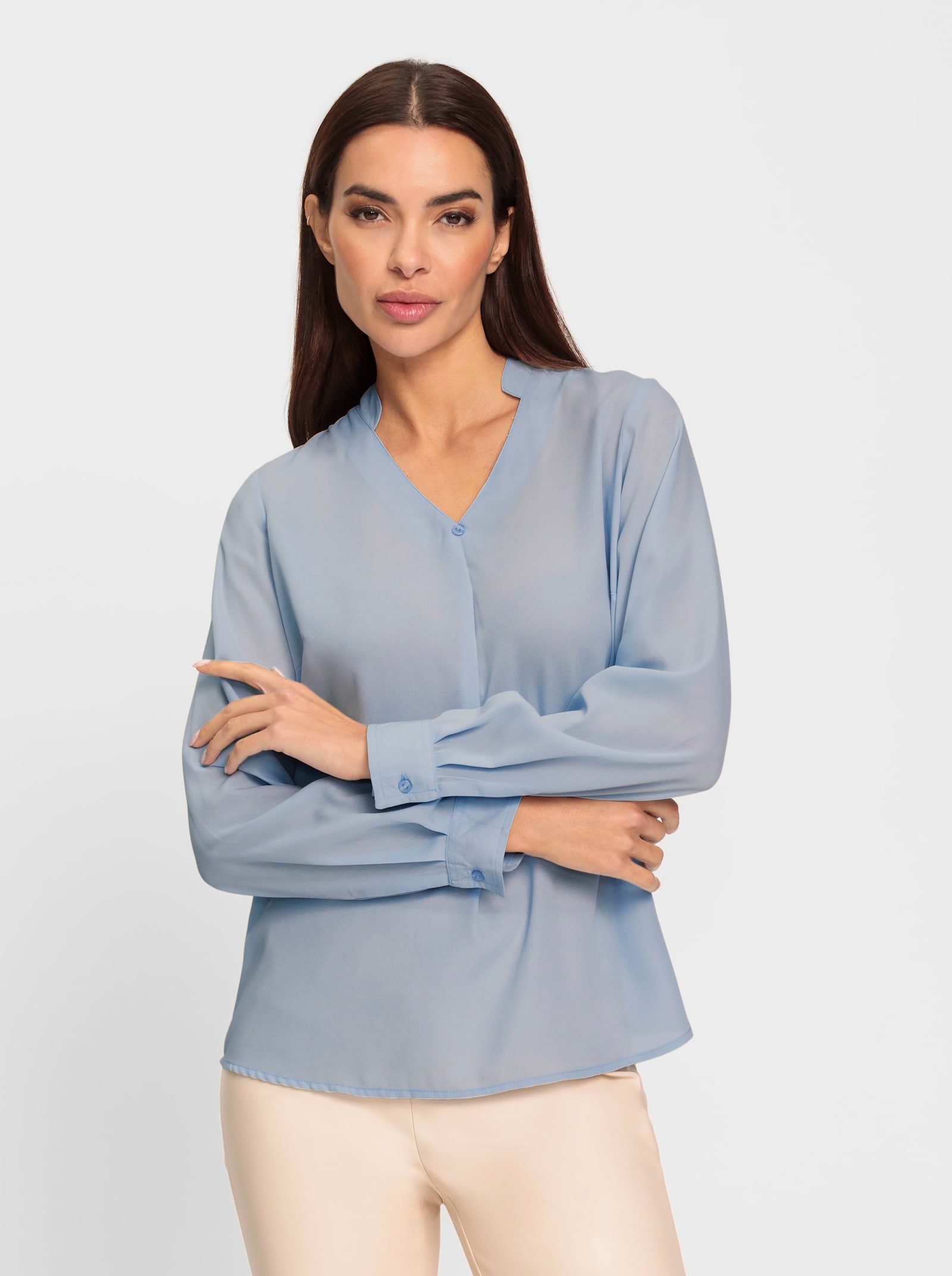 heine Schlupf-Bluse mit Stehkragen - hellblau