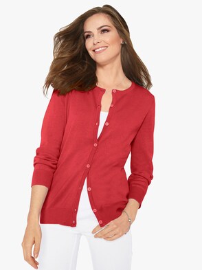 Strickjacke - korallenrot