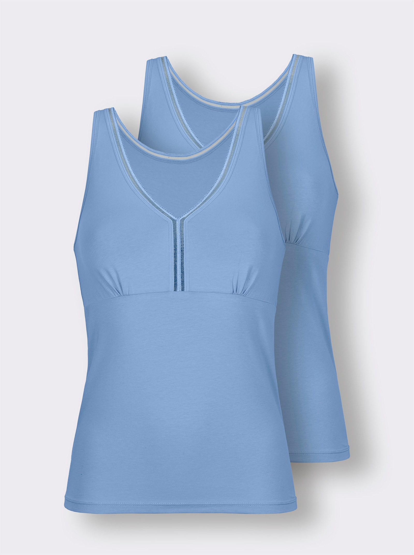 wäschepur BH-linne med elastiskt dekorband - himmelsblå