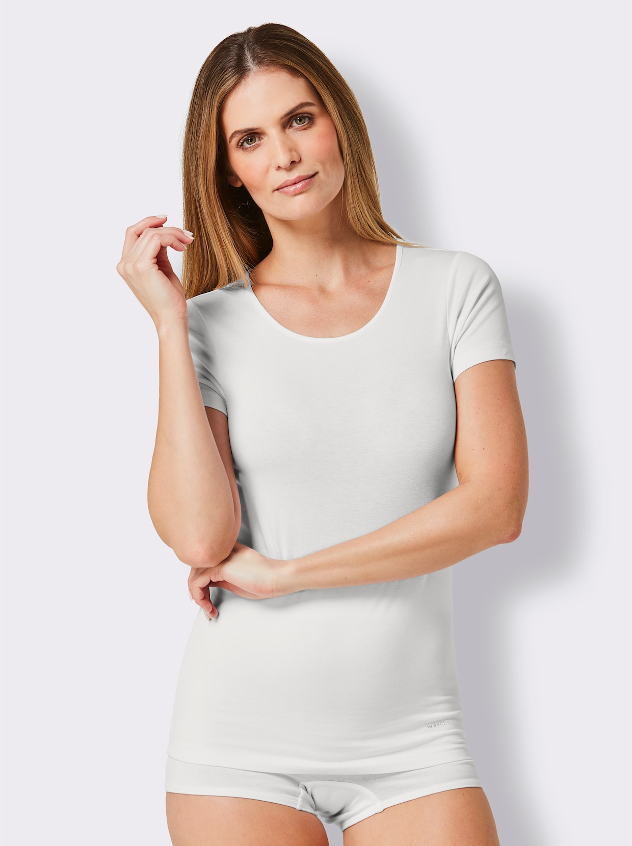 wäschepur shirt - wit + grijs gemêleerd