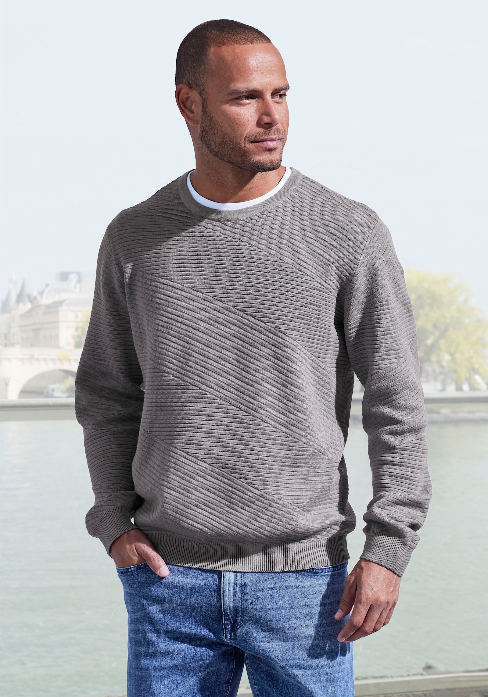 John Devin Gebreide pullover - grijs