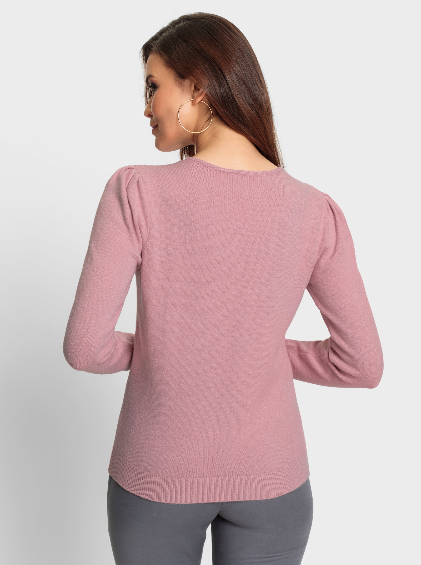 Pullover met lange mouwen en kantversiering - hortensia