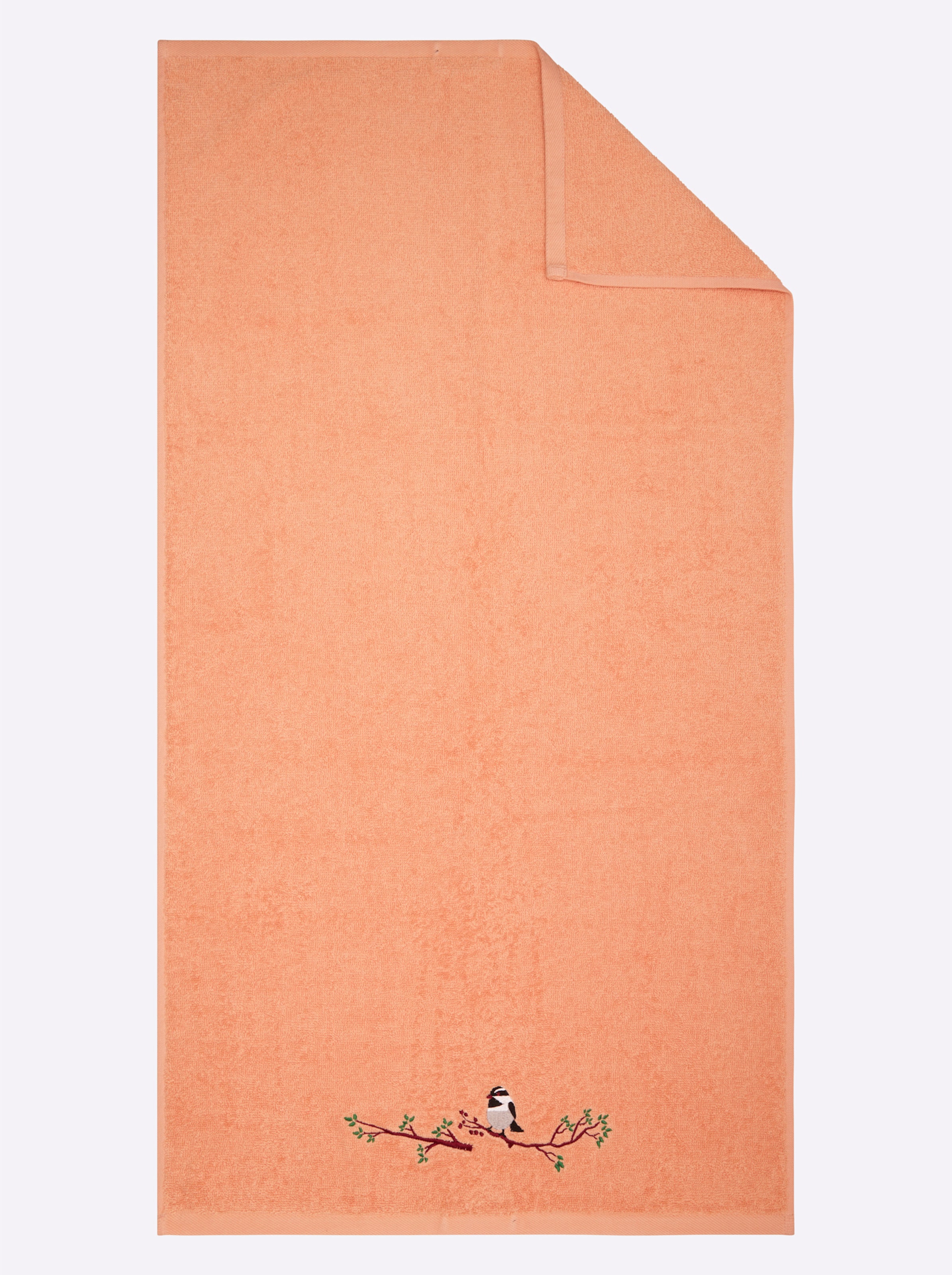 Handtuch L günstig Kaufen-Handtuch in apricot von wäschepur. Handtuch in apricot von wäschepur <![CDATA[Eine liebevoll gestaltete Stickbordüre mit Vögeln und Zweigen ziert dieses wunderbar weiche Handtuch-Programm. Walkfrottier in angenehmer Luxus-Qualität. Waschlappe