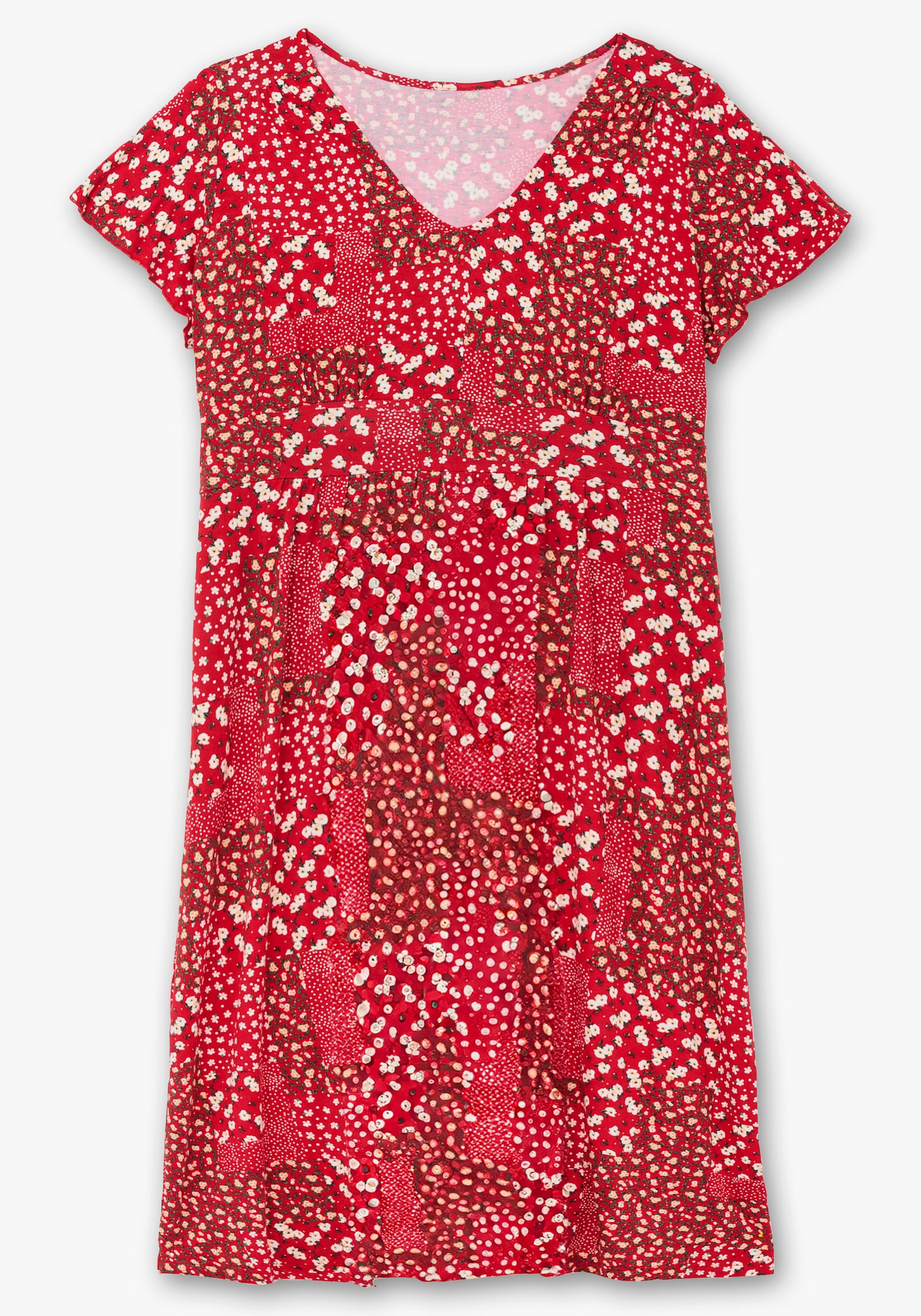 Jerseykleid mit Flügel-Ärmeln - erdbeere-champagner-bedruckt