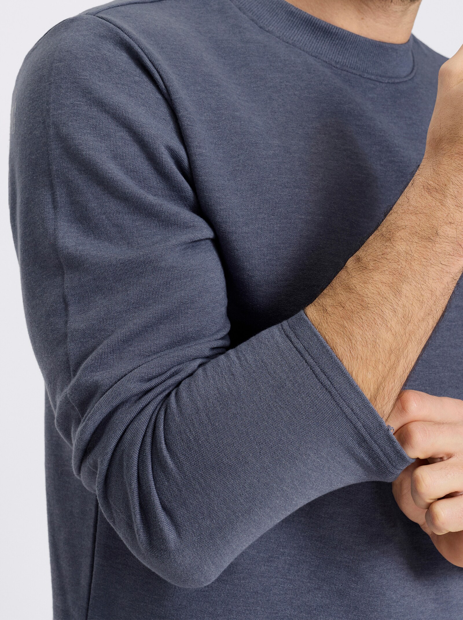 Catamaran Langarmshirt mit Logo-Stickerei - jeansblau-meliert